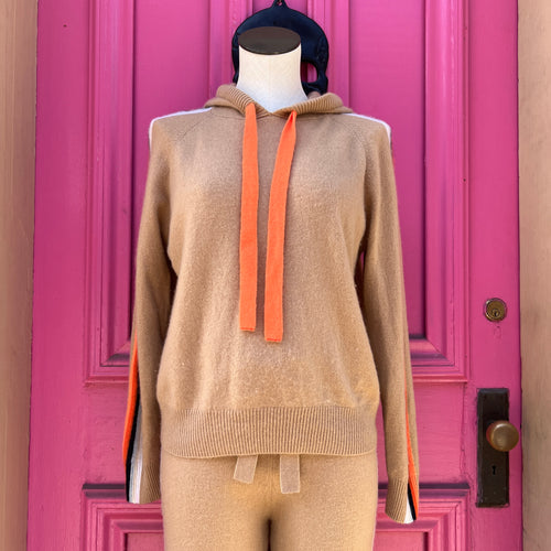 Brodie brown blue pink striped cashmere pullover size L