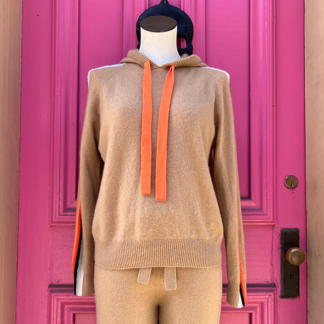 Brodie brown blue pink striped cashmere pullover size L