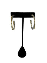 David Yurman sterling silver, 14k gold crossover oval hoop earrings