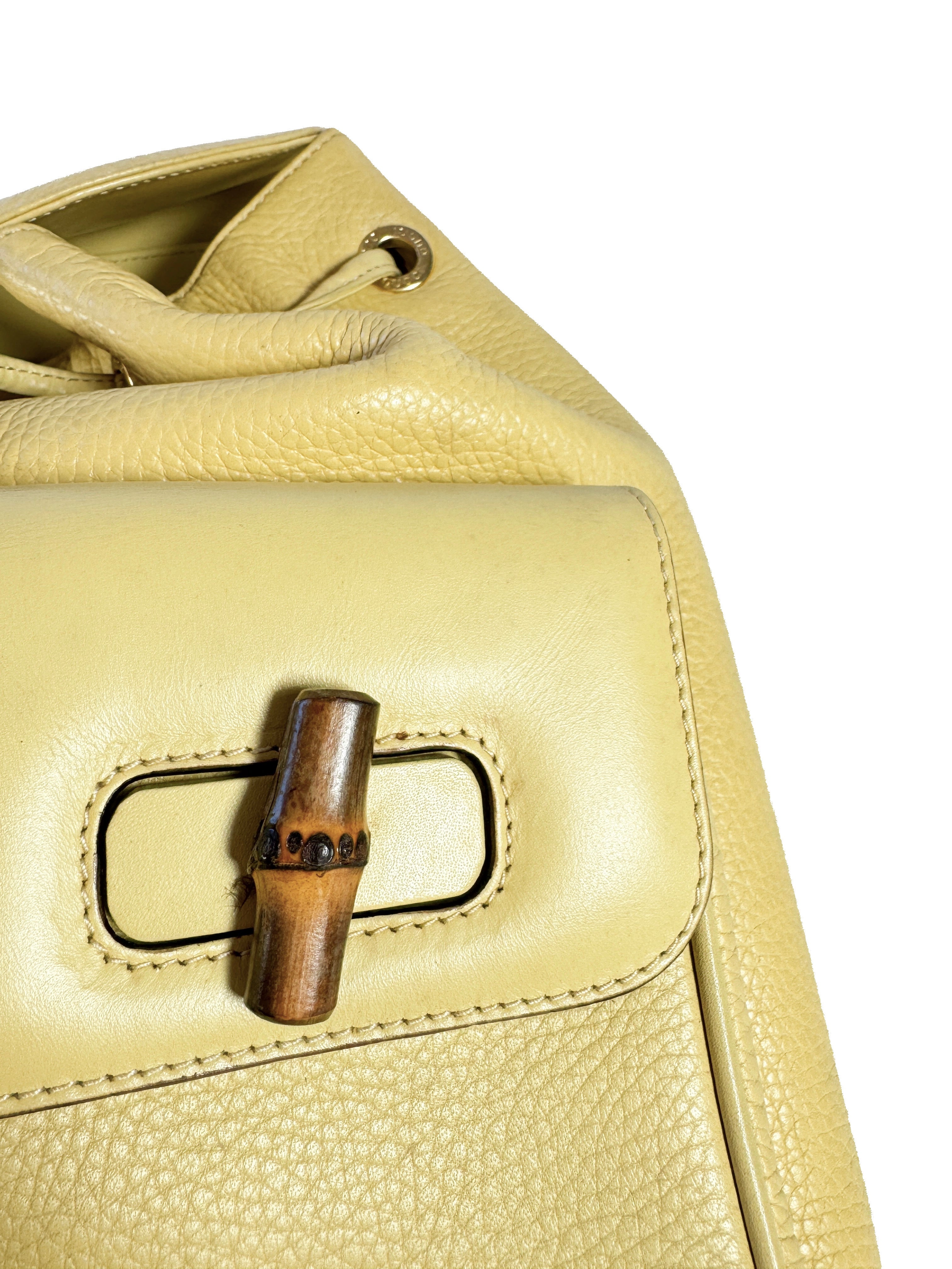 Gucci yellow leather vintage Bamboo backpack 003-58-0016