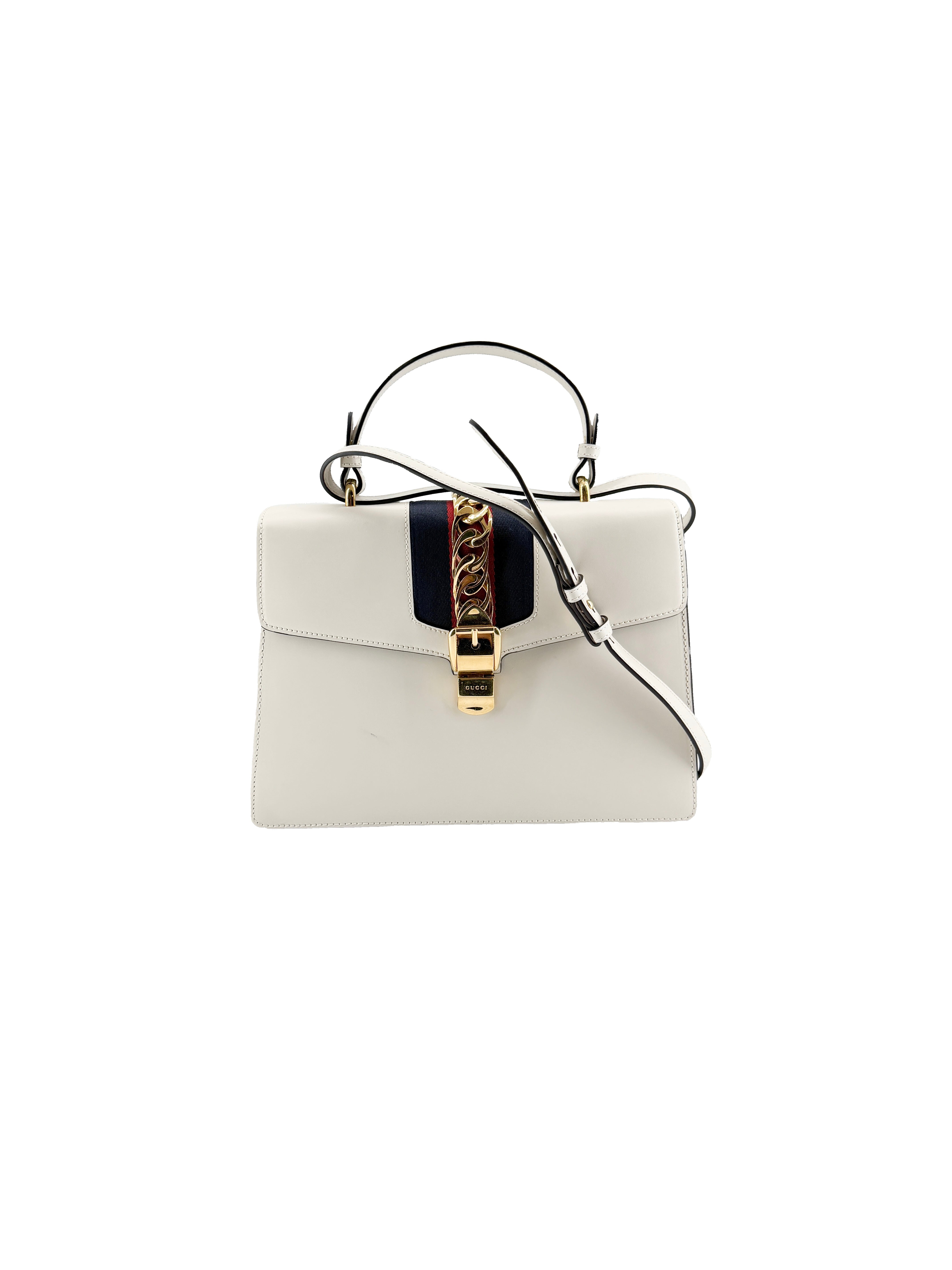 Gucci white large leather Sylvie 431665 493075