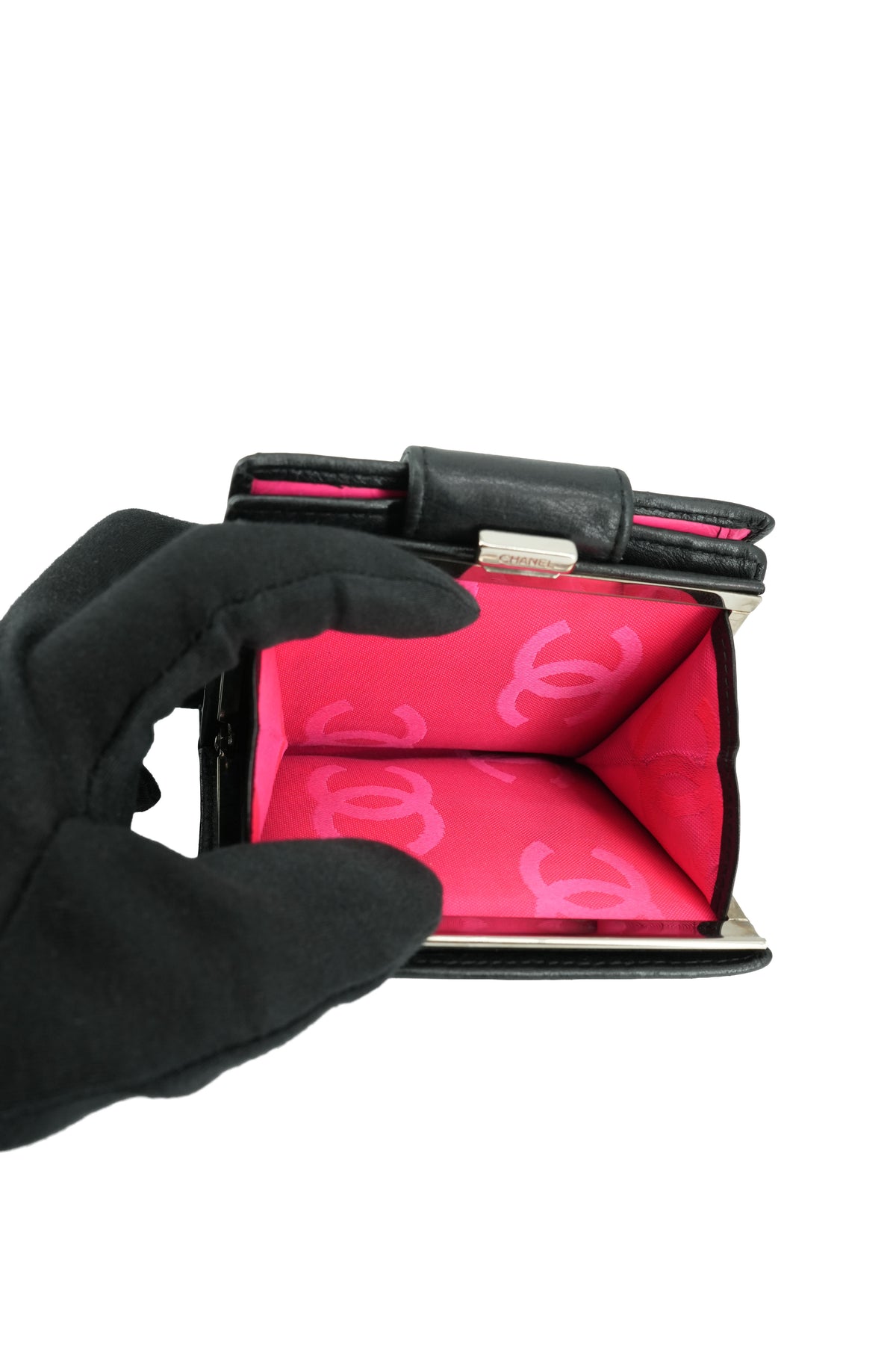Chanel black quilted Cambon Ligne compact wallet 9349724