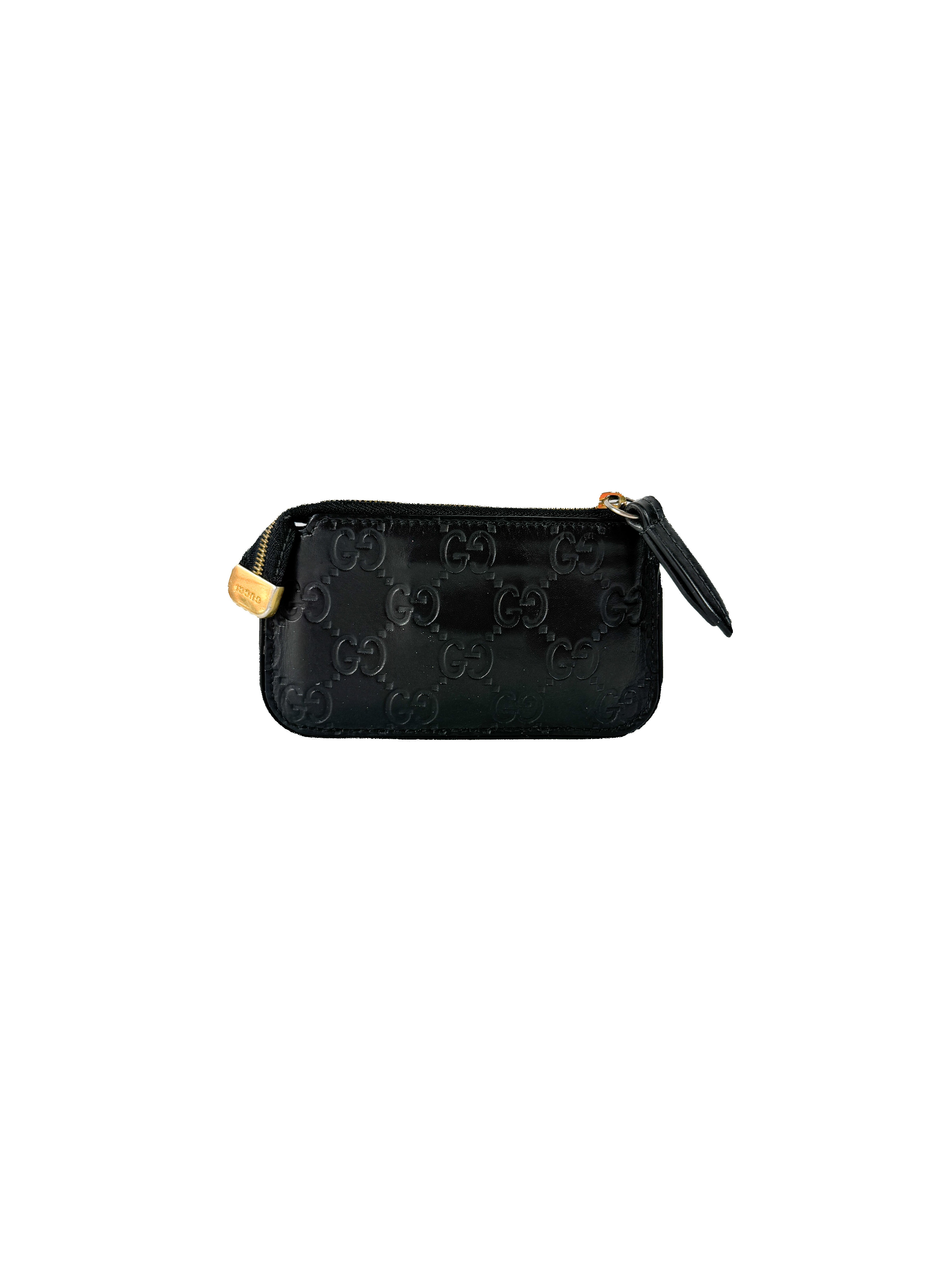 Gucci black leather GG key case 496334