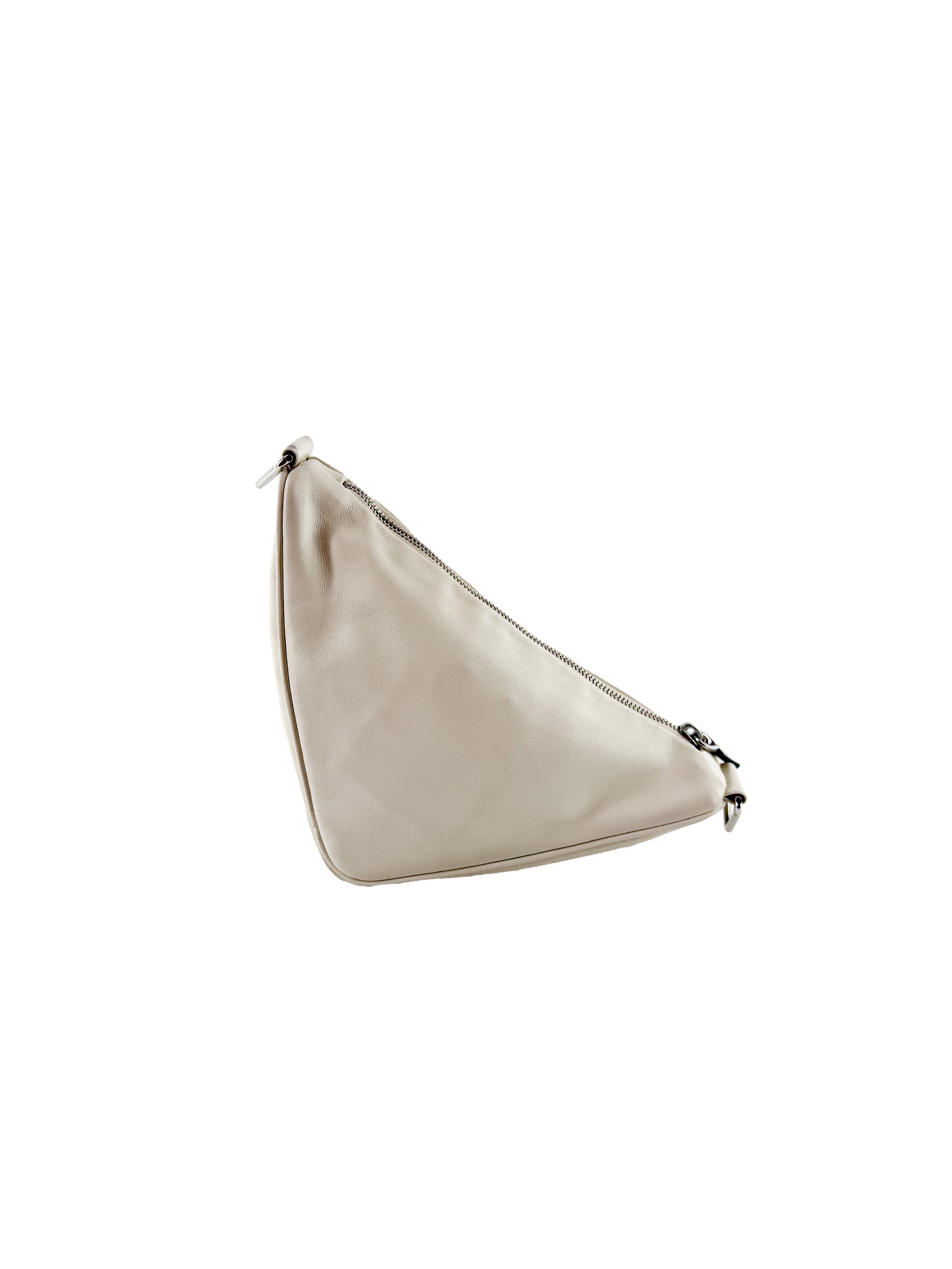 Prada white leather Triangle bag 42