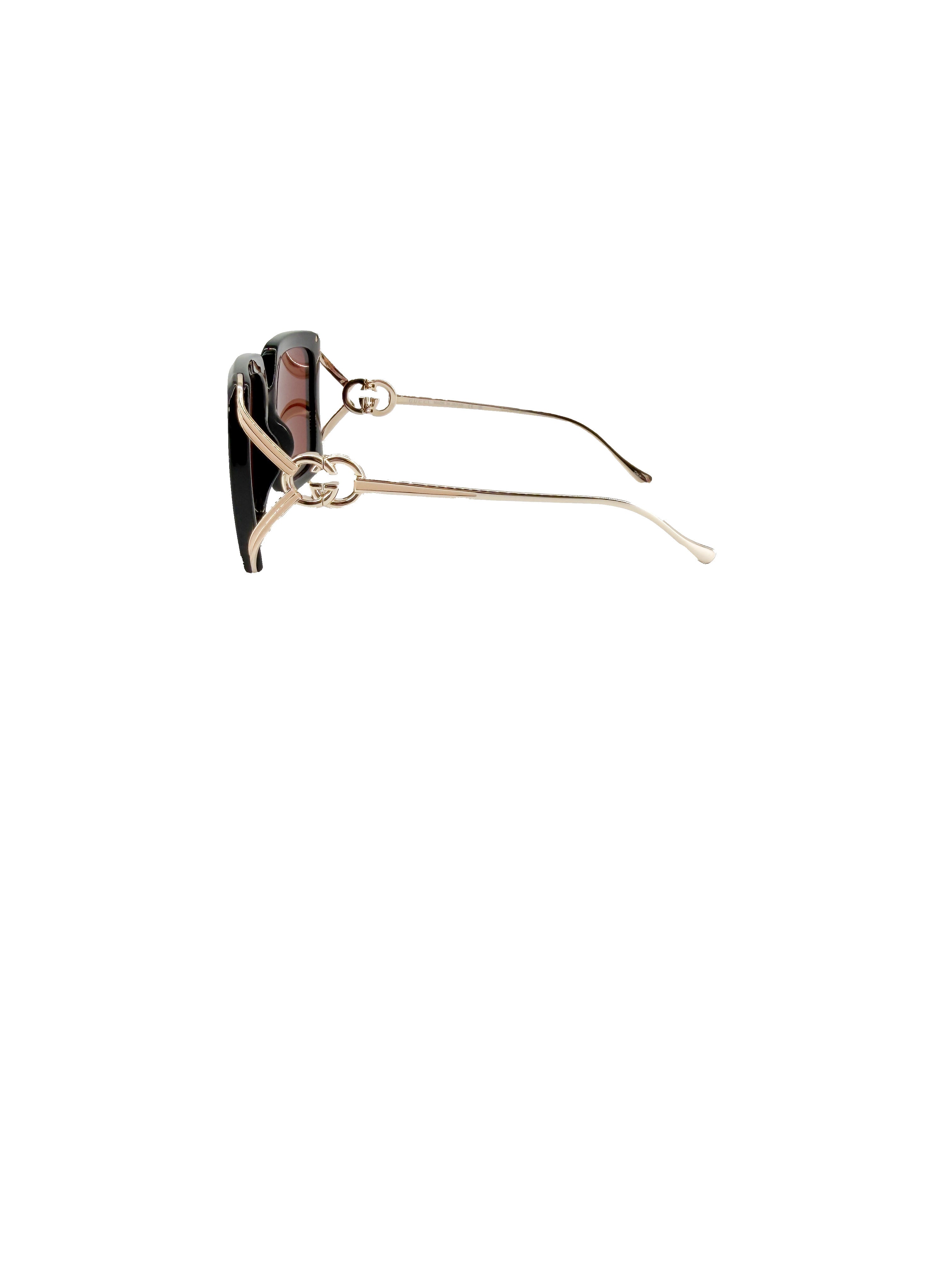 Gucci black gold oversized square sunglasses GG1324S CASE