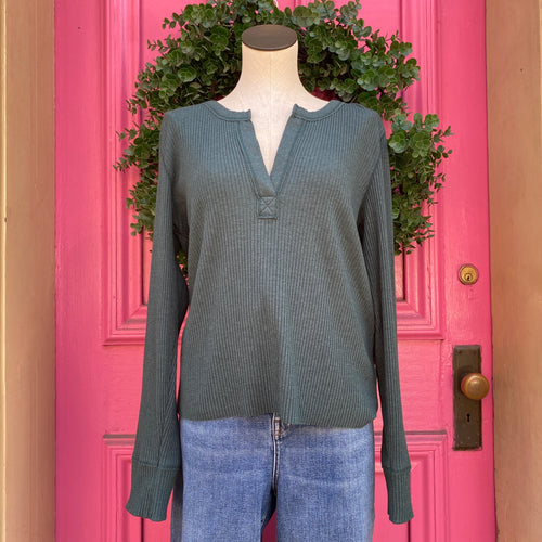 Aerie dark green ribbed LS top size XXL NWT