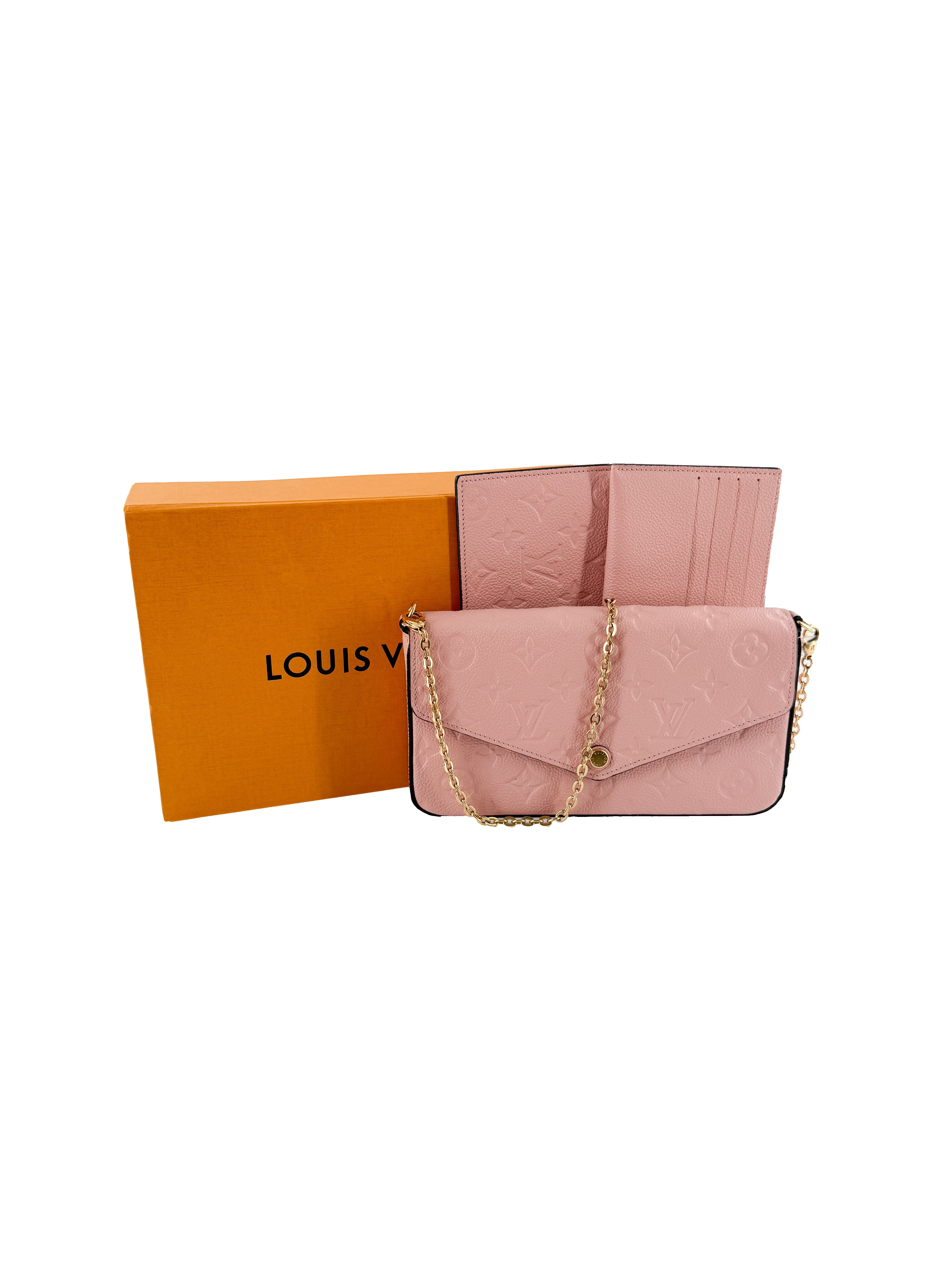 Louis Vuitton light pink empreinte leather Felicie pochette SP1260