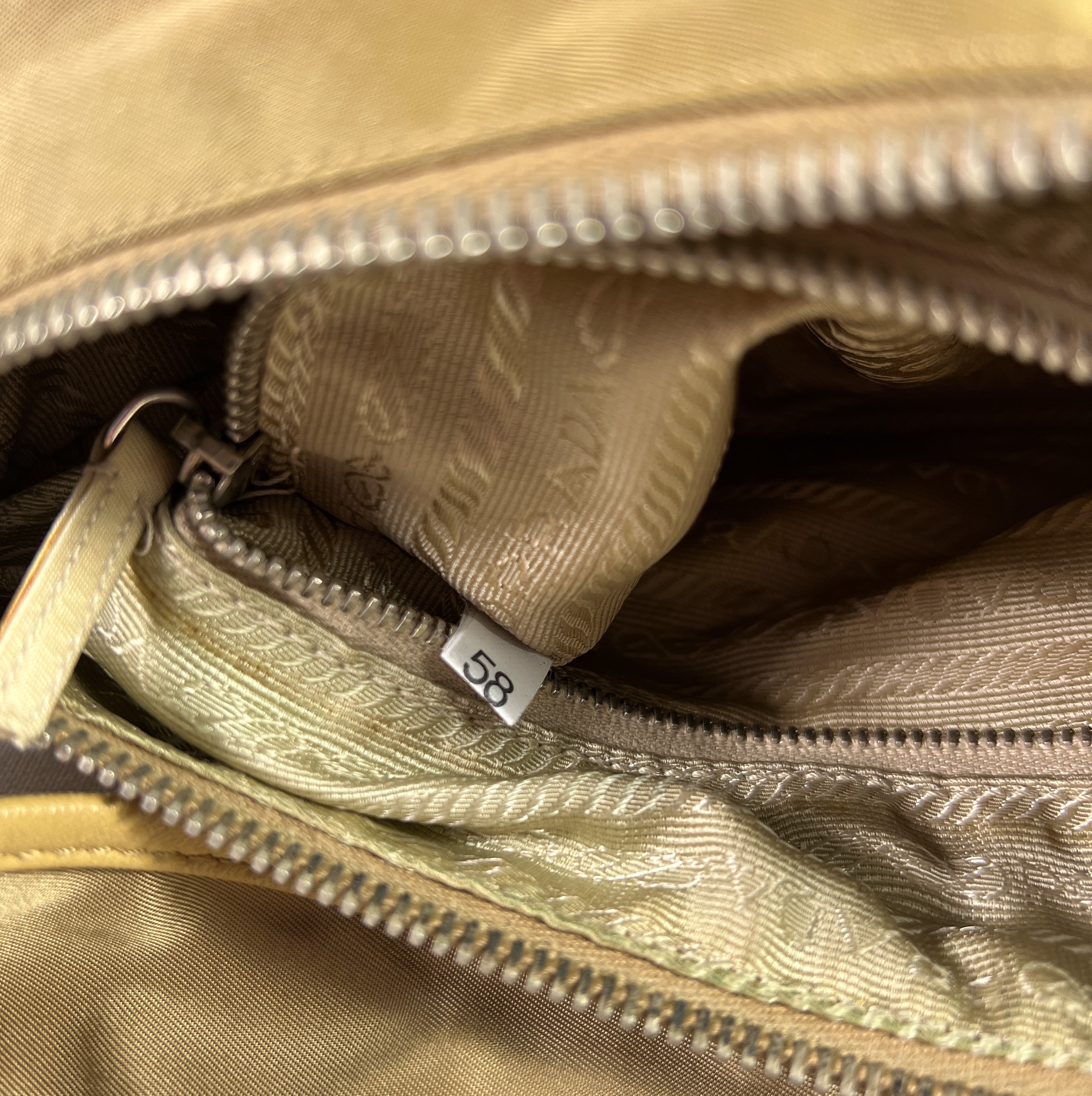 Prada golden beige hobo tessuto shoulder bag