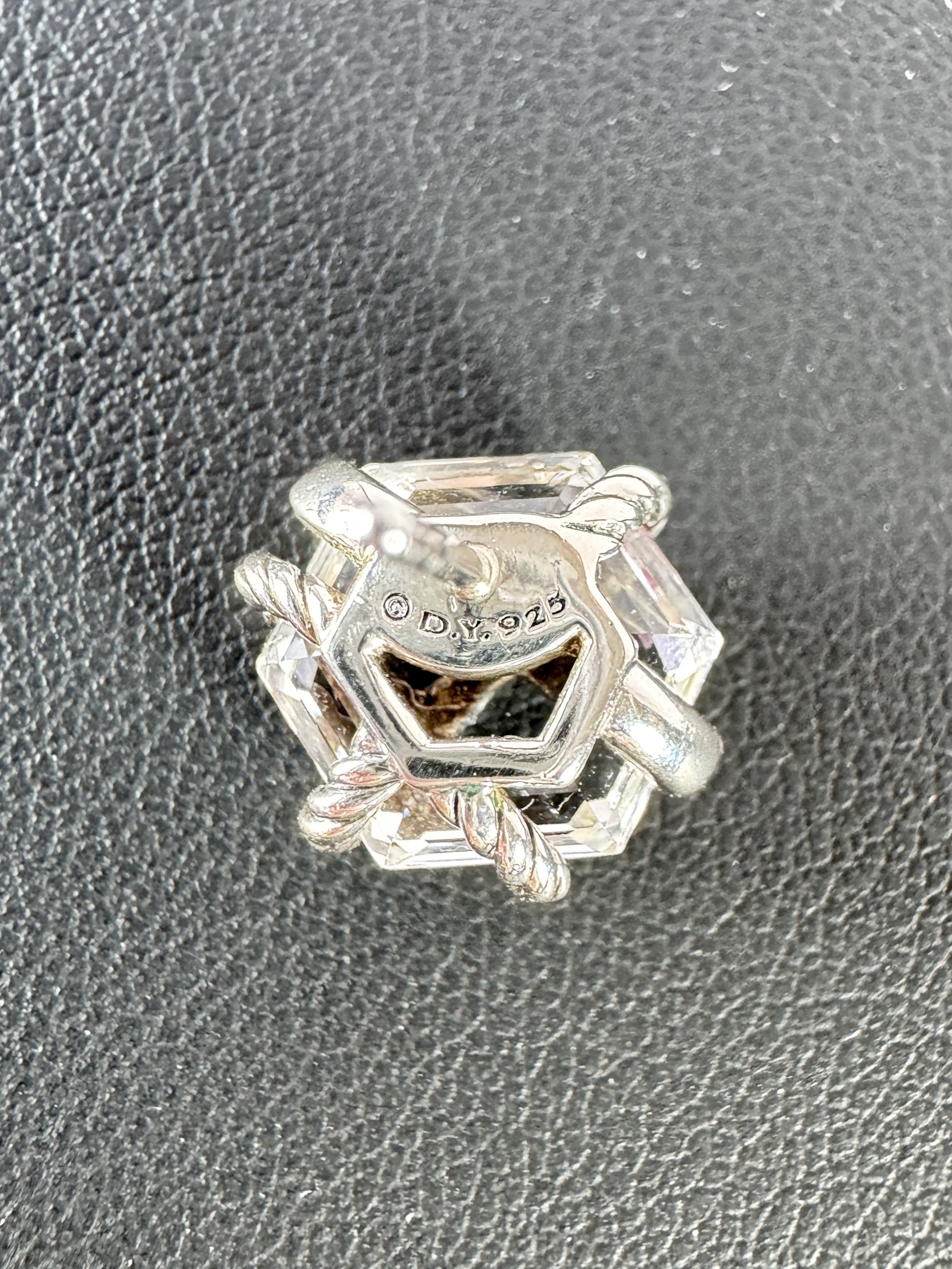 David Yurman sterling silver, crystal, & diamond 11mm cable wrap stud earrings