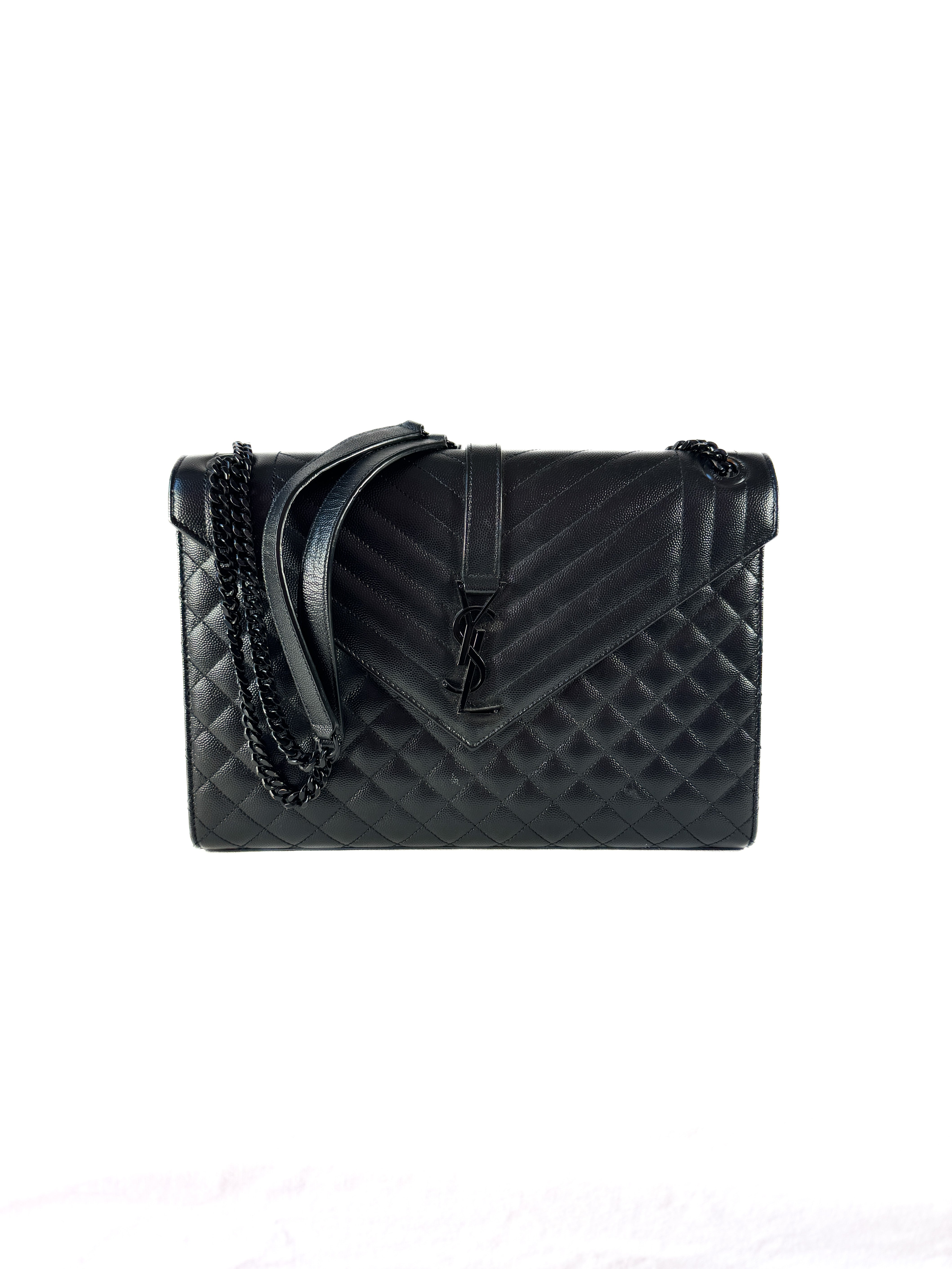 Saint Laurent black Grain De Poudre Textured Mixed Matelasse Large MAL600166-1220