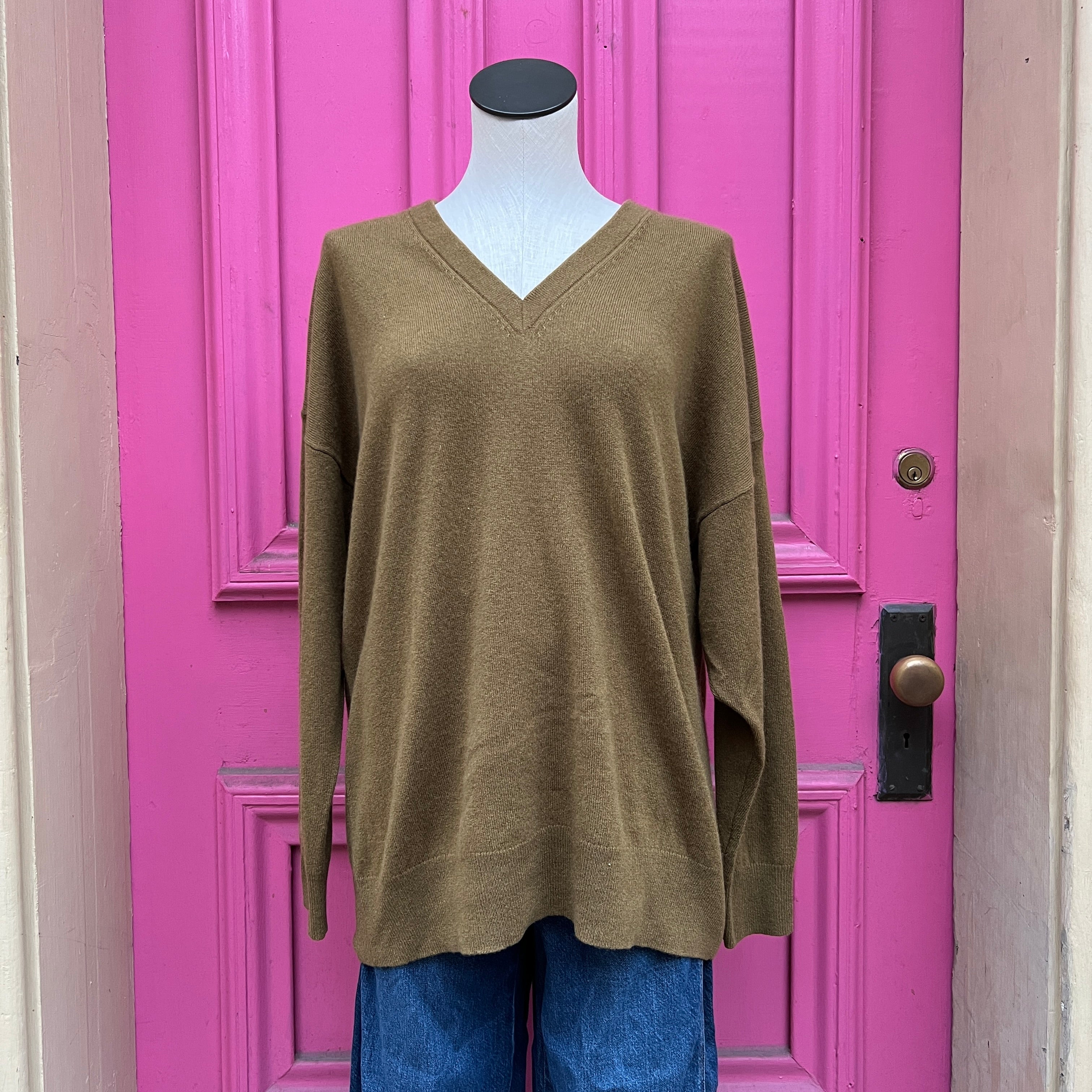 Jenni Kayne golden brown cashmere sweater size S