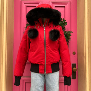 Moose Knuckles red short puffer jacket size M