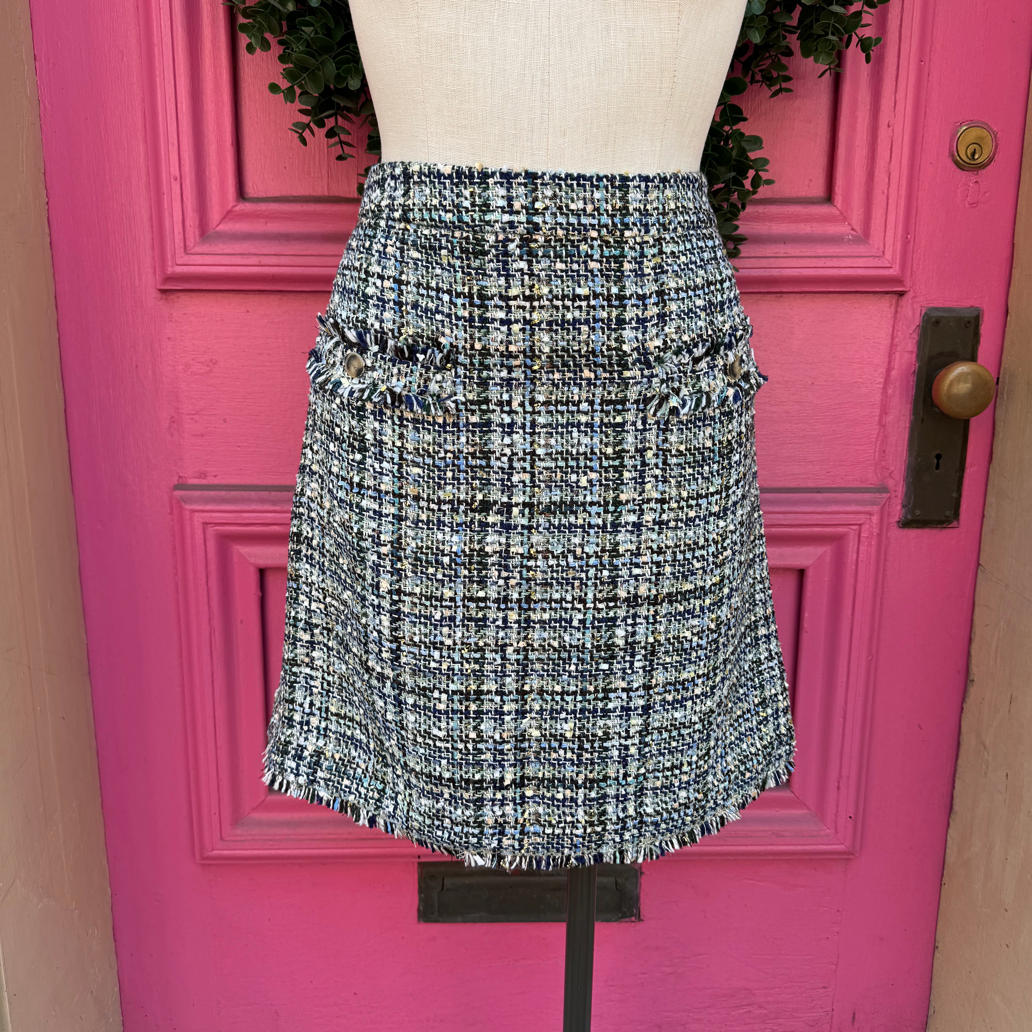 Ann Taylor blue green tweed suit size 14/12P NWT - My Girlfriend's Wardrobe LLC