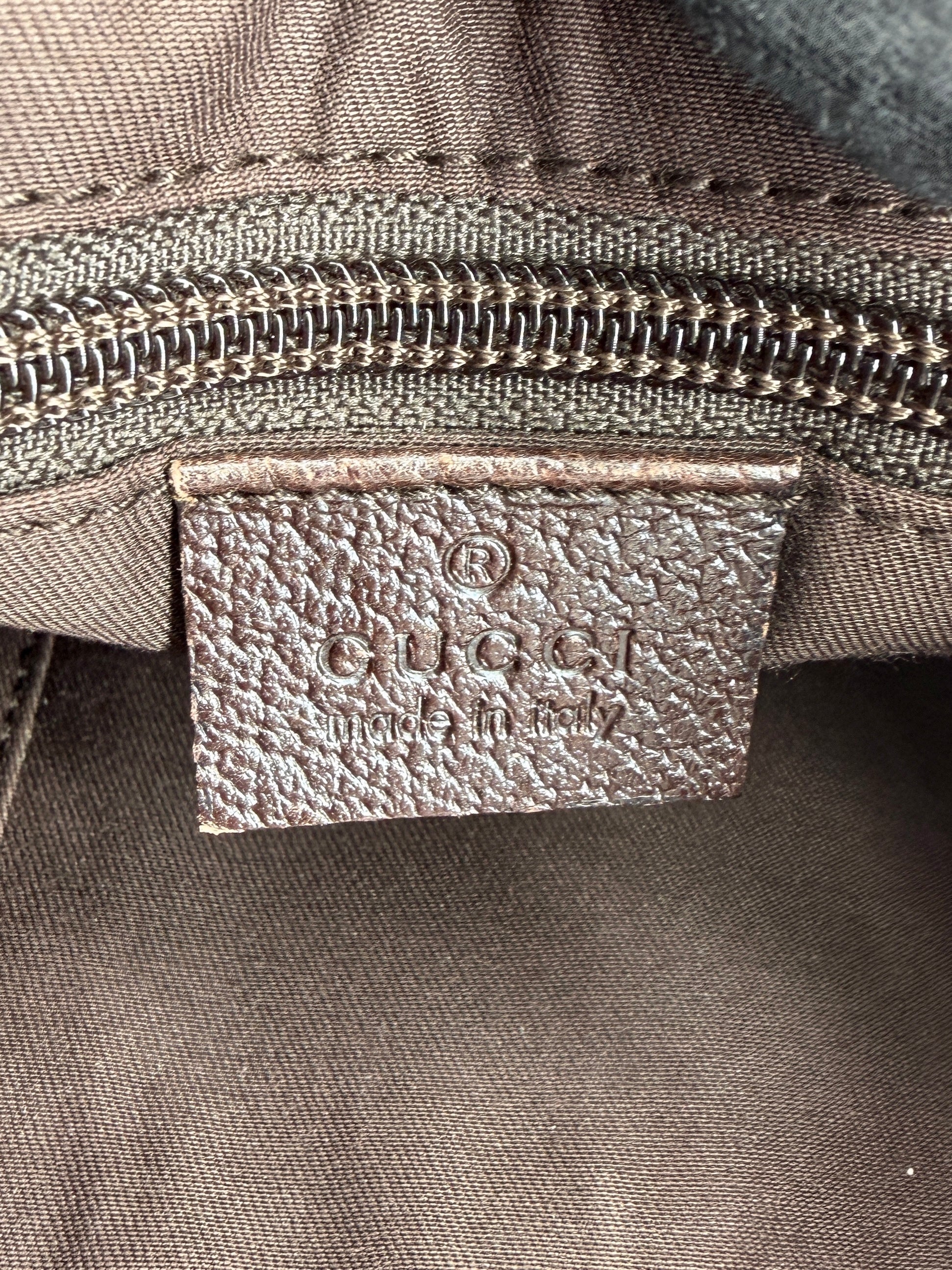 Gucci brown GG half moon canvas shoulder bag 122790001998
