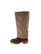 Chanel brown wool/suede Interlocking CC fold over boots size 39 K G30099