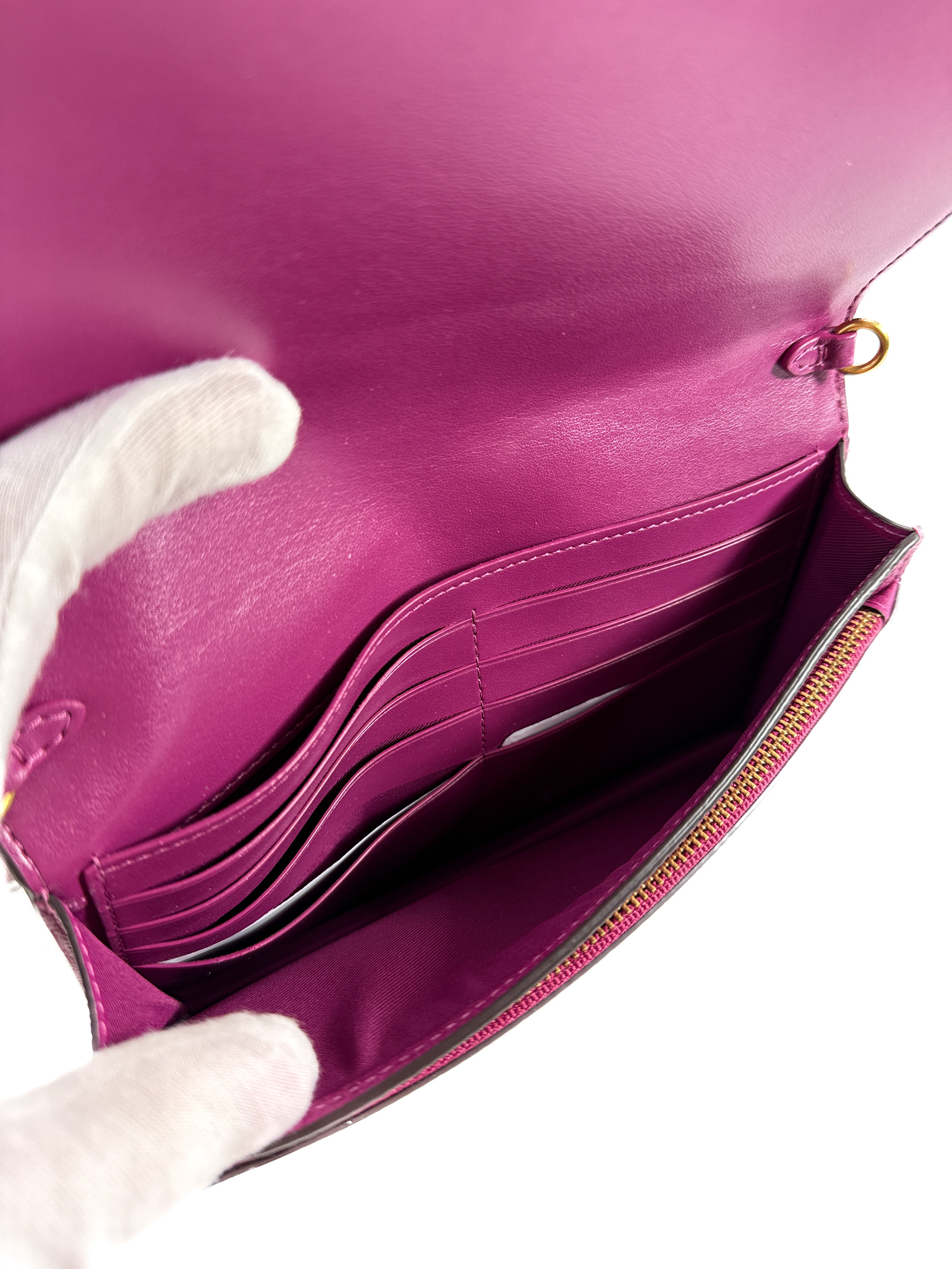 Coach Hayden purple leather foldover WOC NWT