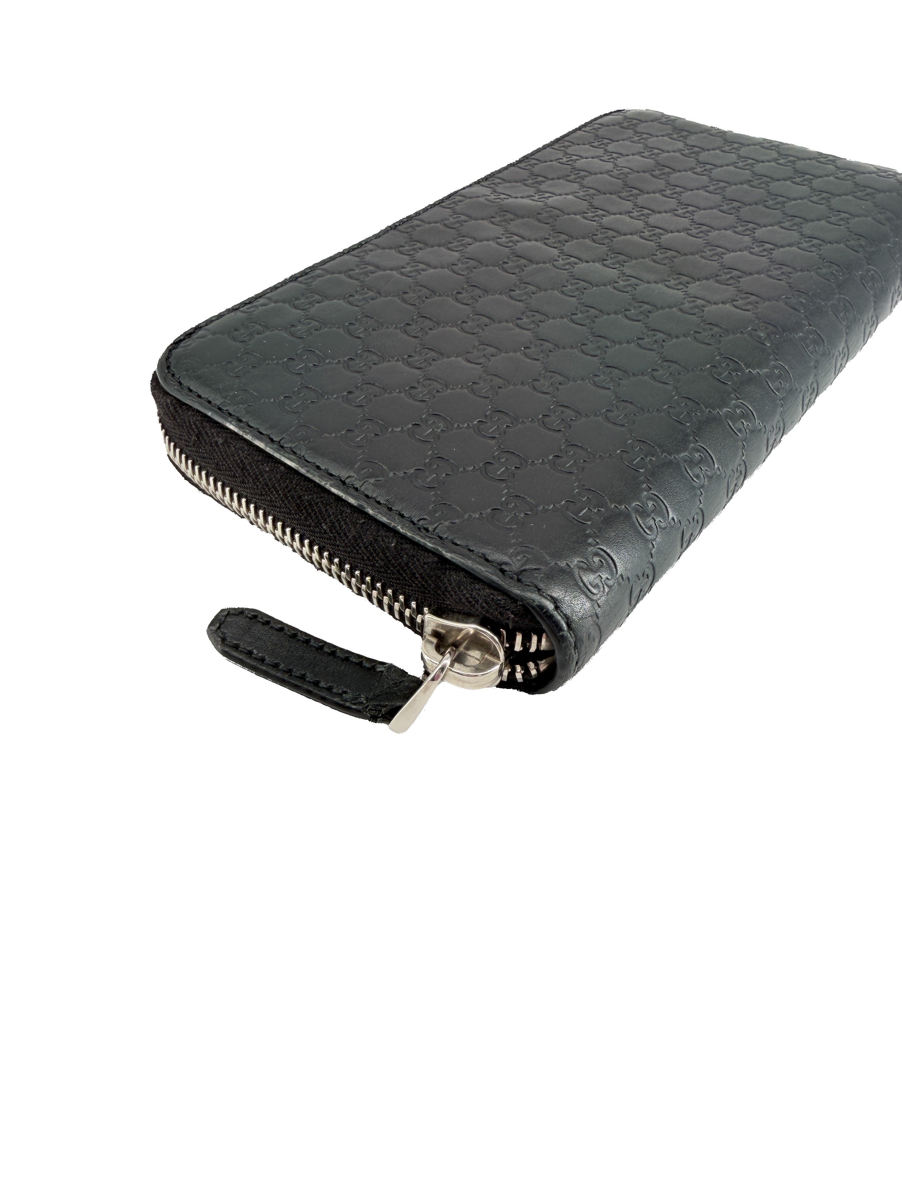Gucci black GG Microguccissima zip wallet 544473-2149