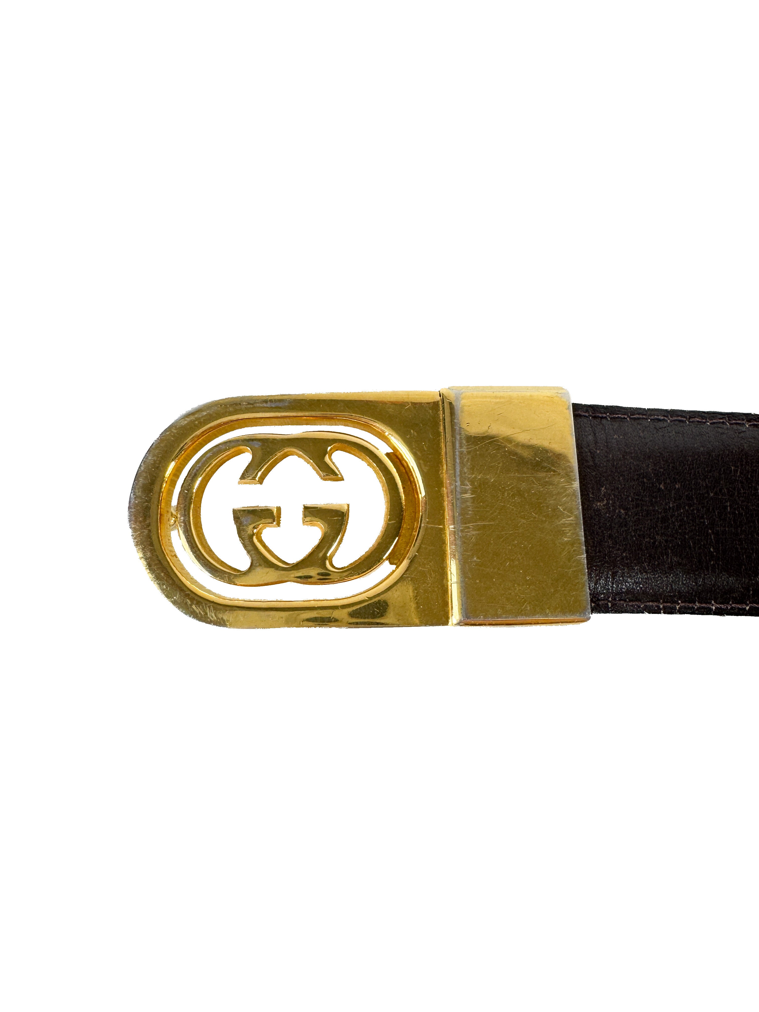 Gucci dark brown/black leather vintage belt *as is*