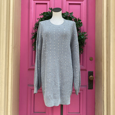 Show me your Mumu gray sequined Social sweater dress size M NWT