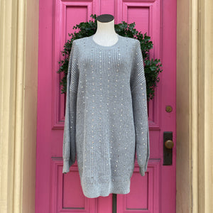 Show me your Mumu gray sequined Social sweater dress size M NWT