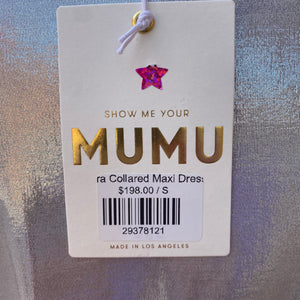 Show me your Mumu silver collard maxi dress size S NWT