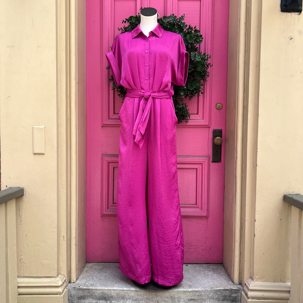 Steve Madden purple short sleeve jumpsuit size M