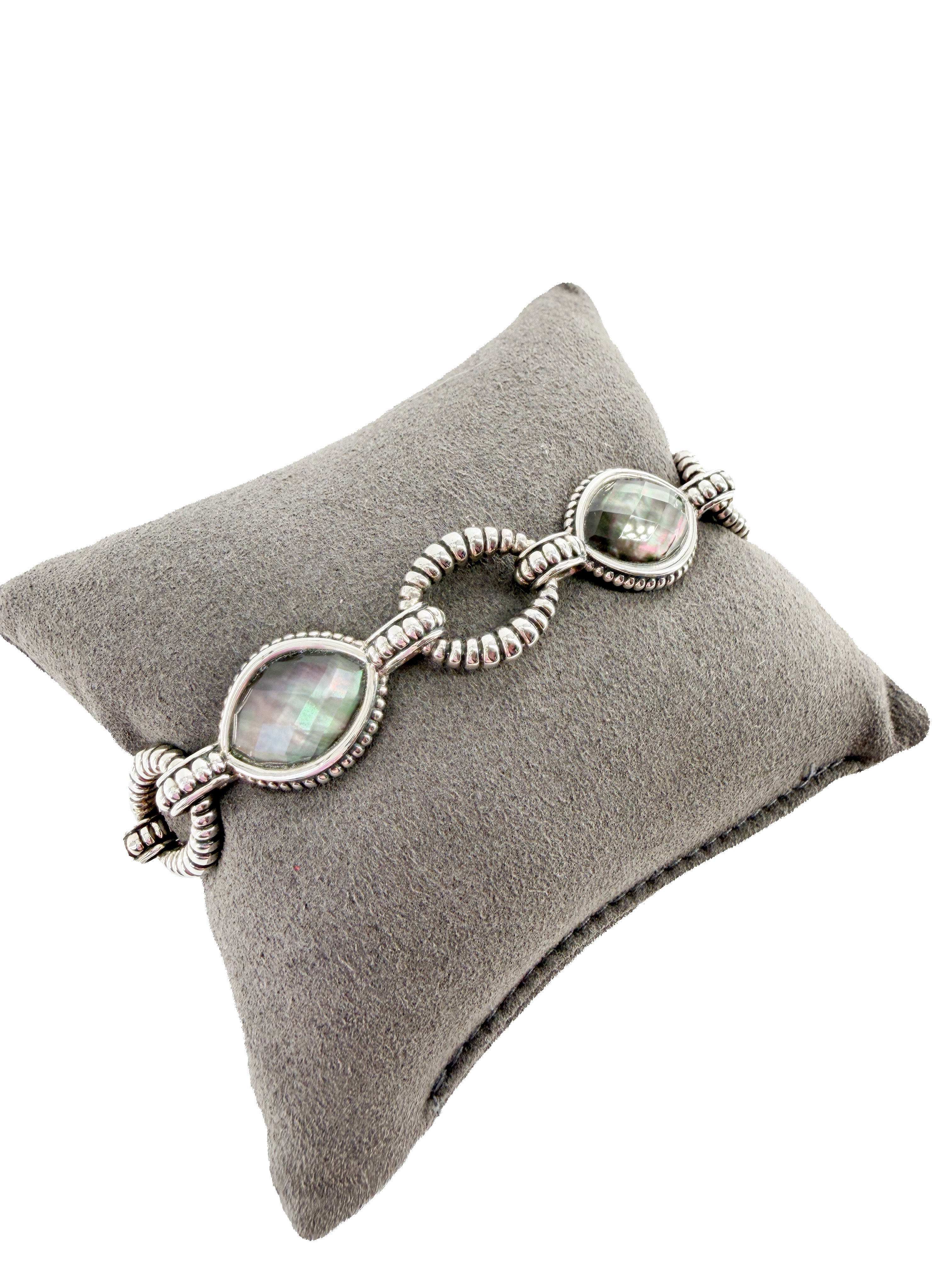 Lagos sterling silver, mother of pearl doublet Venus link bracelet NWT