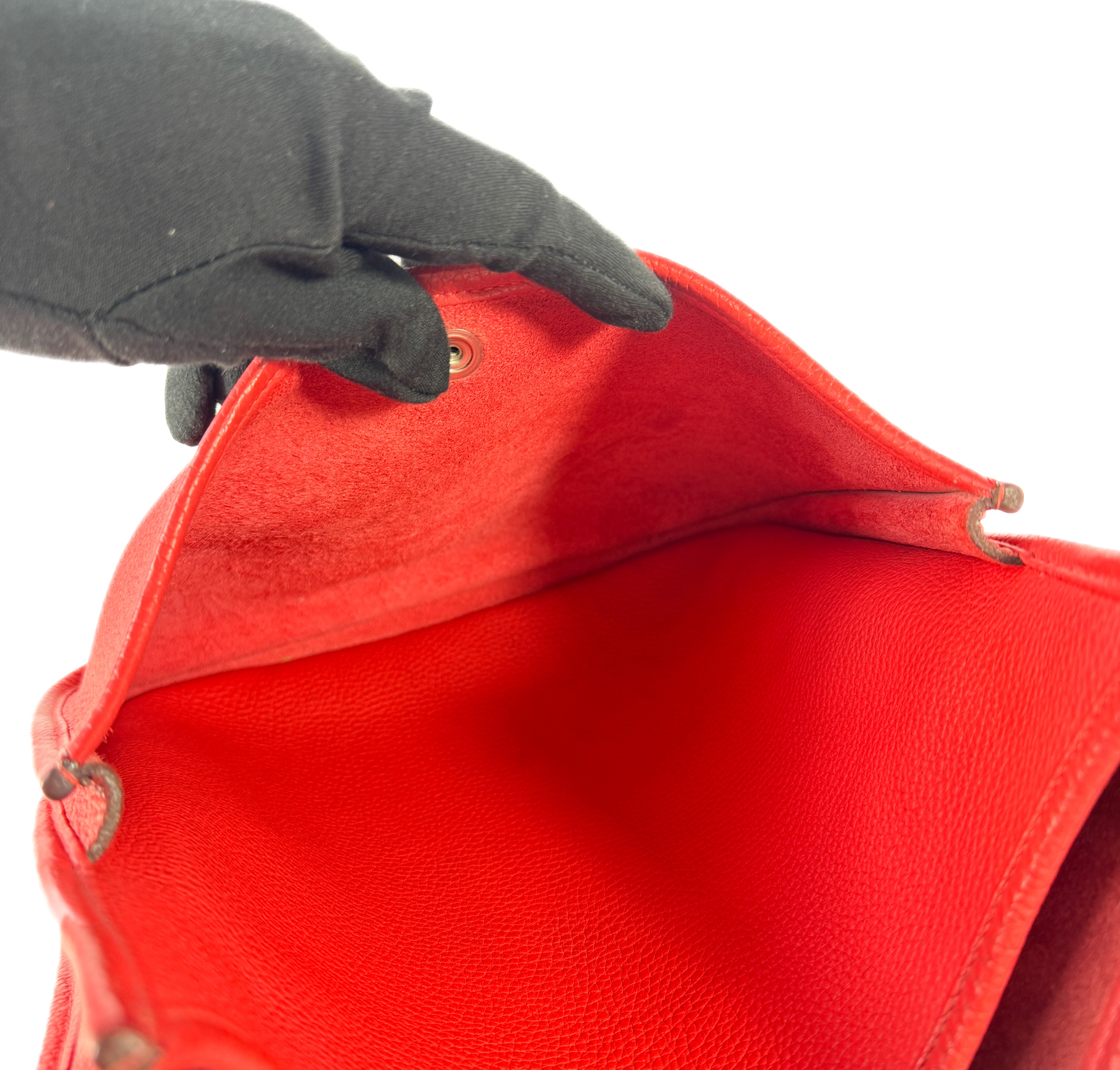 Hermès red leather Evelyne PM (T)