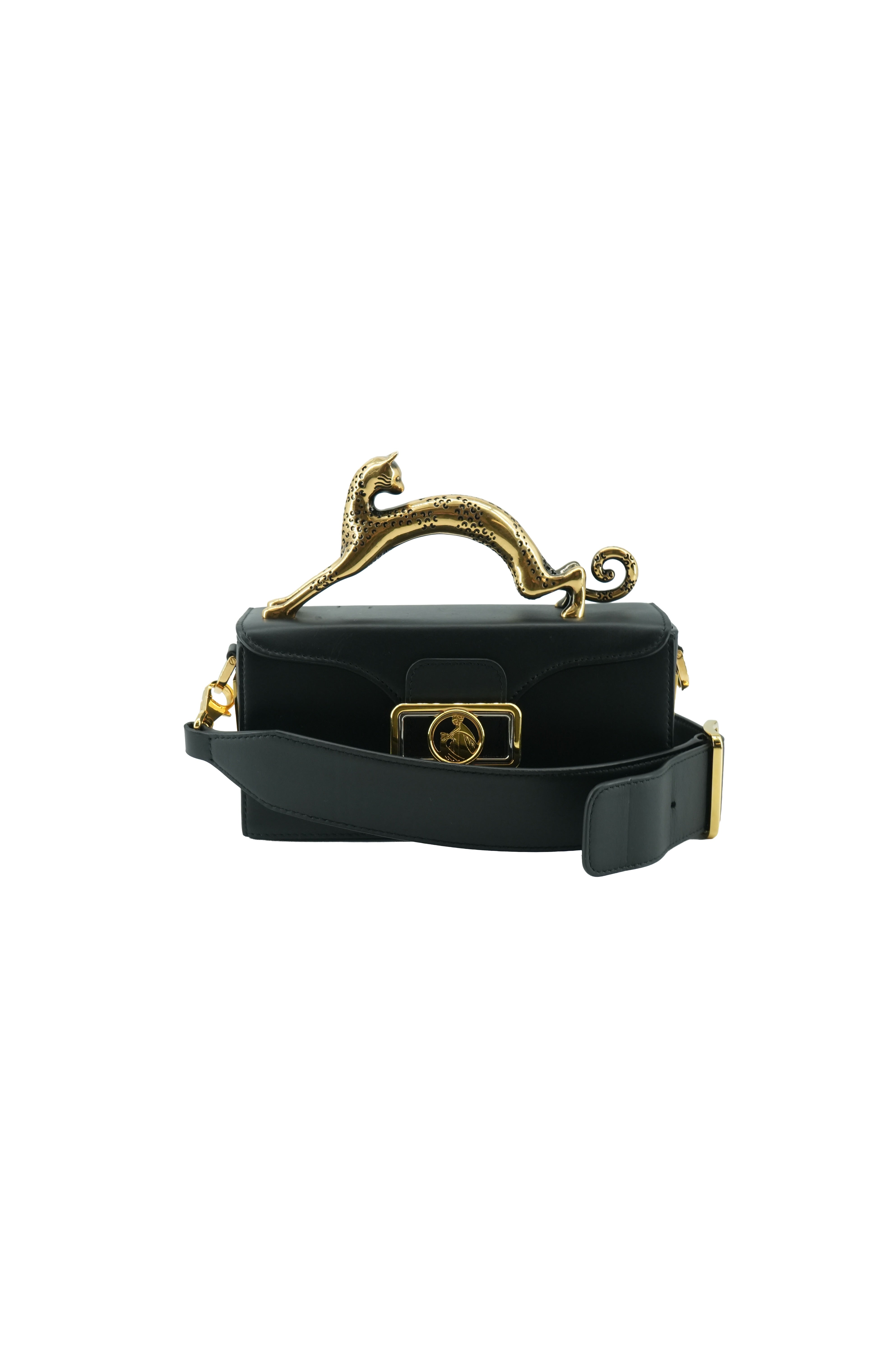 Lanvin black calf leather Pencil Cat Nano bag