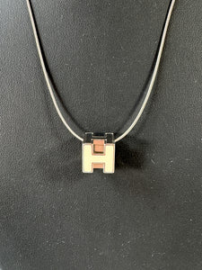 Hermès silver/white Cage d' H necklace