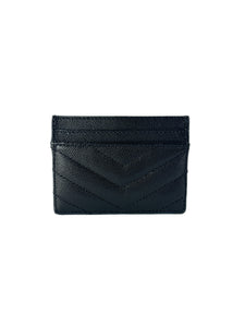 Saint Laurent black Cassandre grain de poudre leather card case 2ME423291-0323