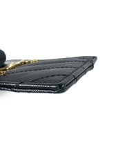 Saint Laurent black Cassandre grain de poudre leather card case 2ME423291-0323