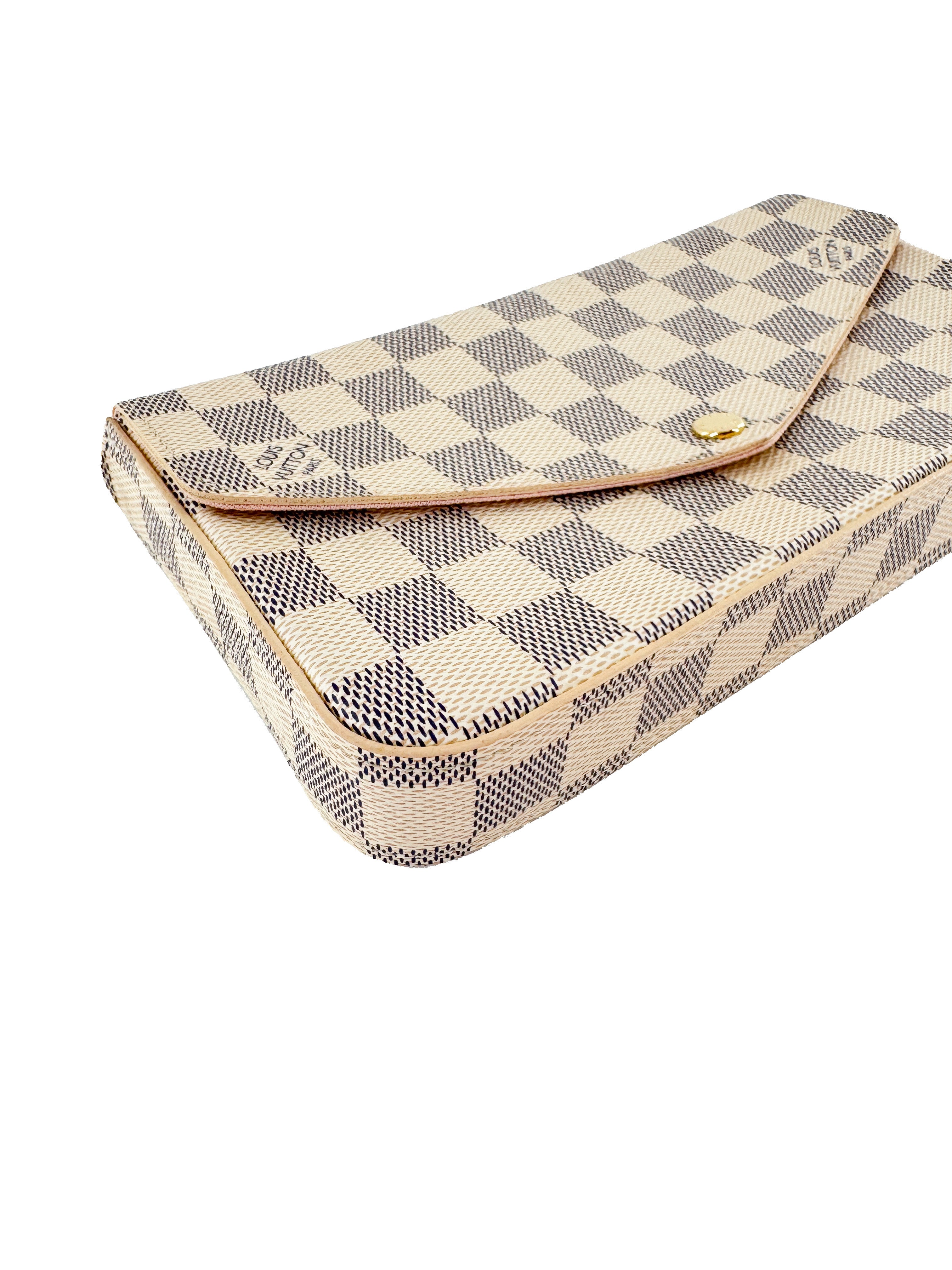 Louis Vuitton damier azur Pochette Felicie chain wallet rose ballerine NFC