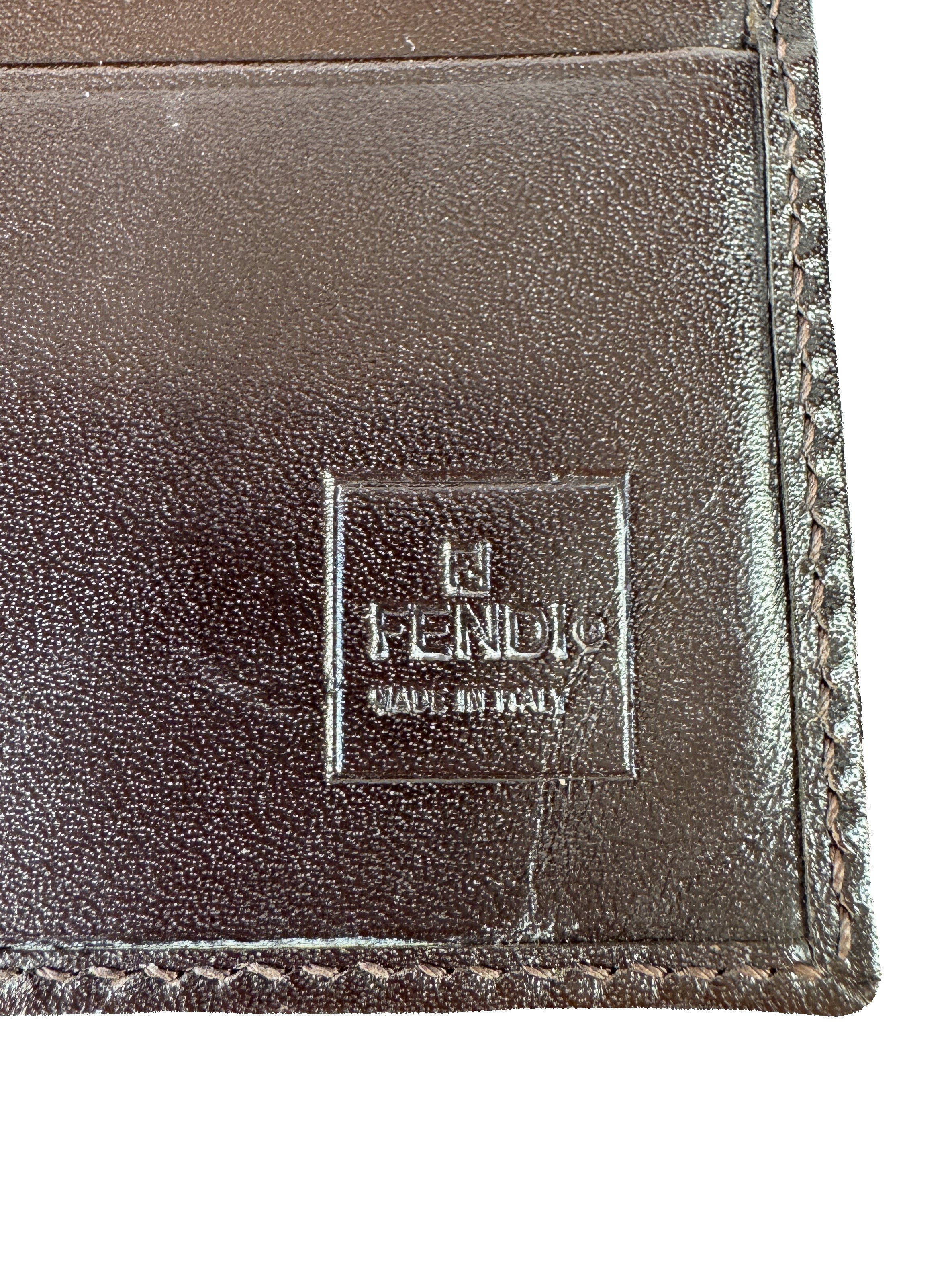 Fendi brown green Zucca print vintage wallet 2277-51339-009