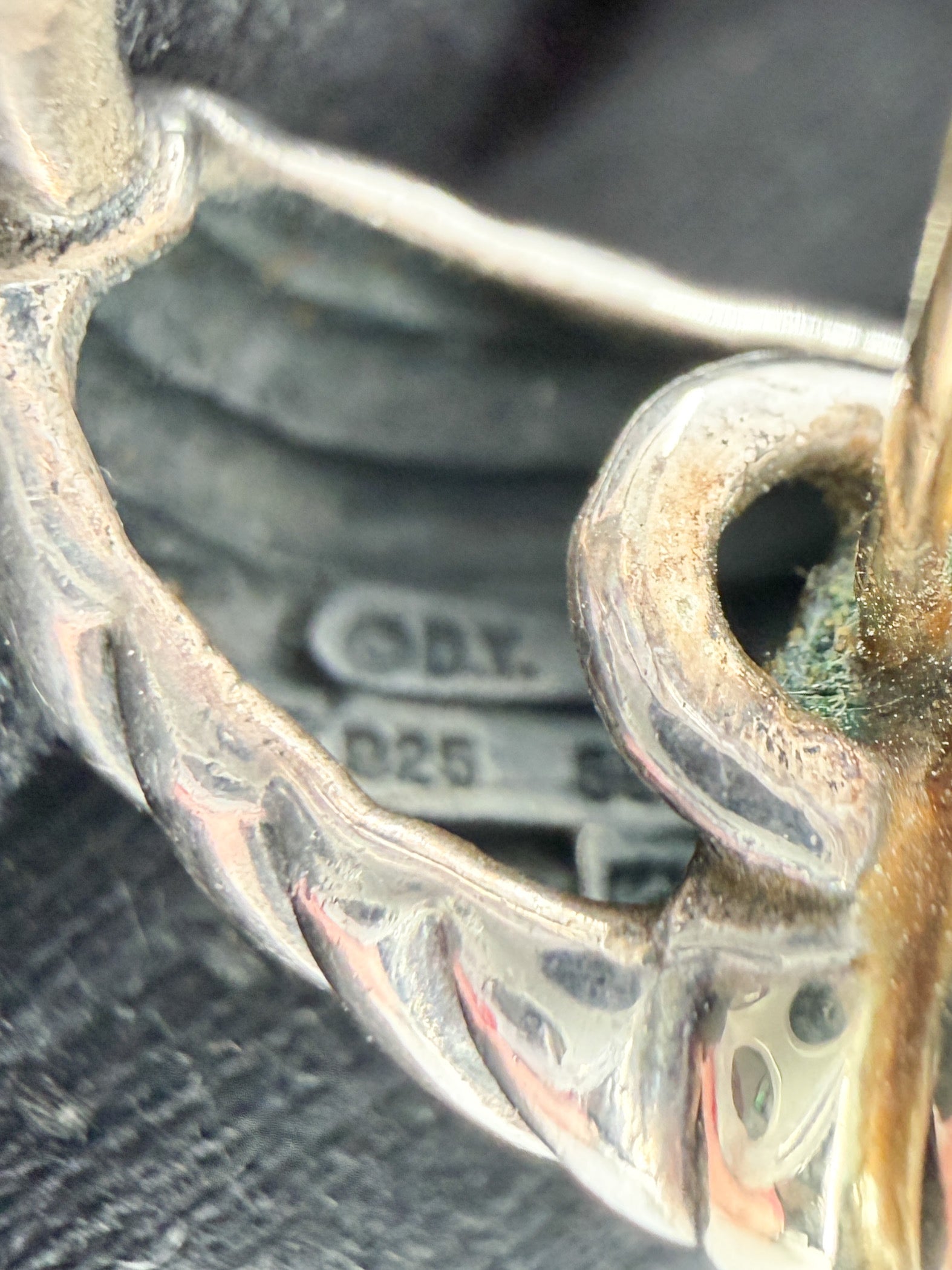 David Yurman sterling silver, yellow gold, black onyx cable shrimp earrings