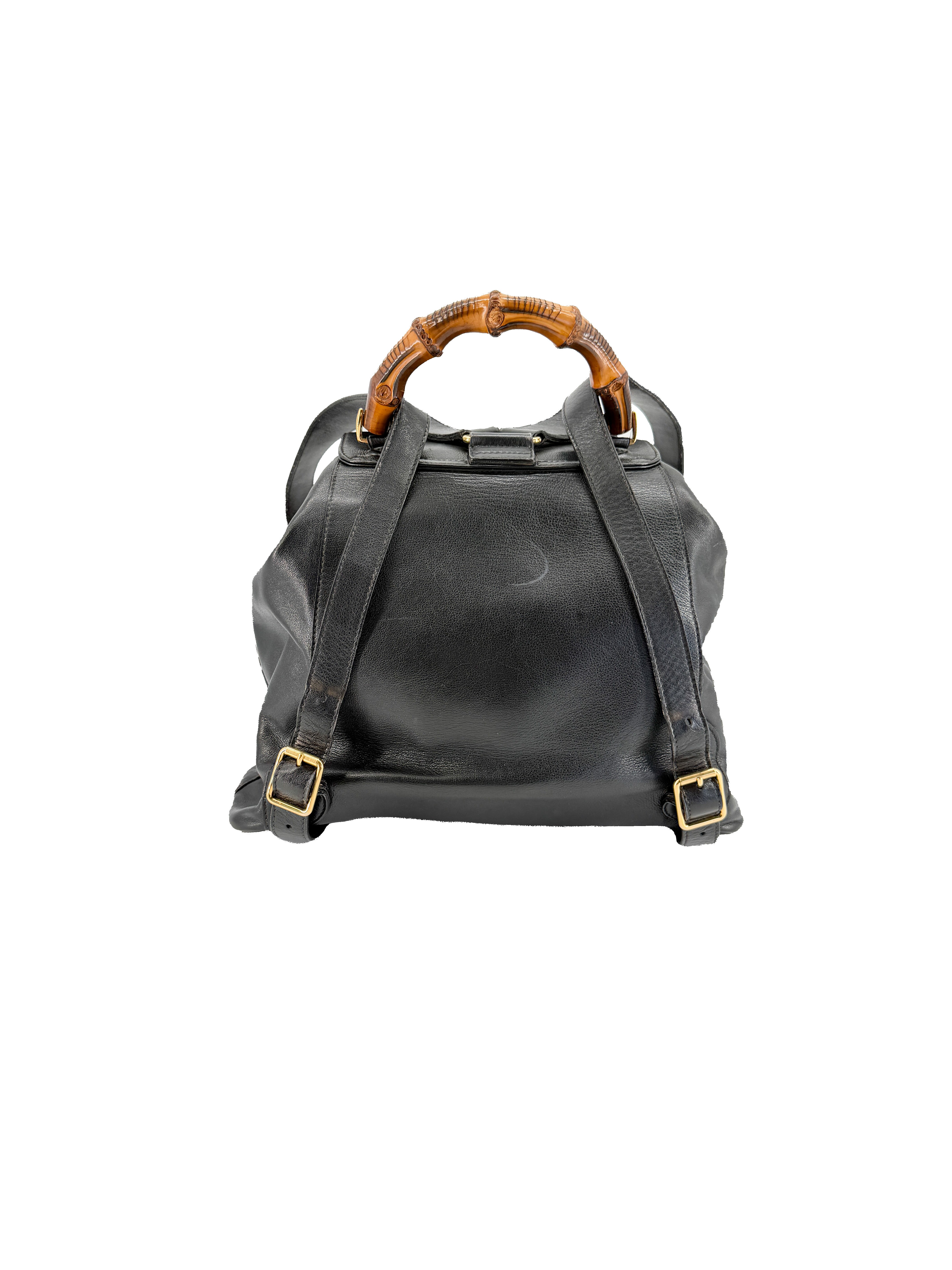 Gucci black Bamboo handle backpack 3580016