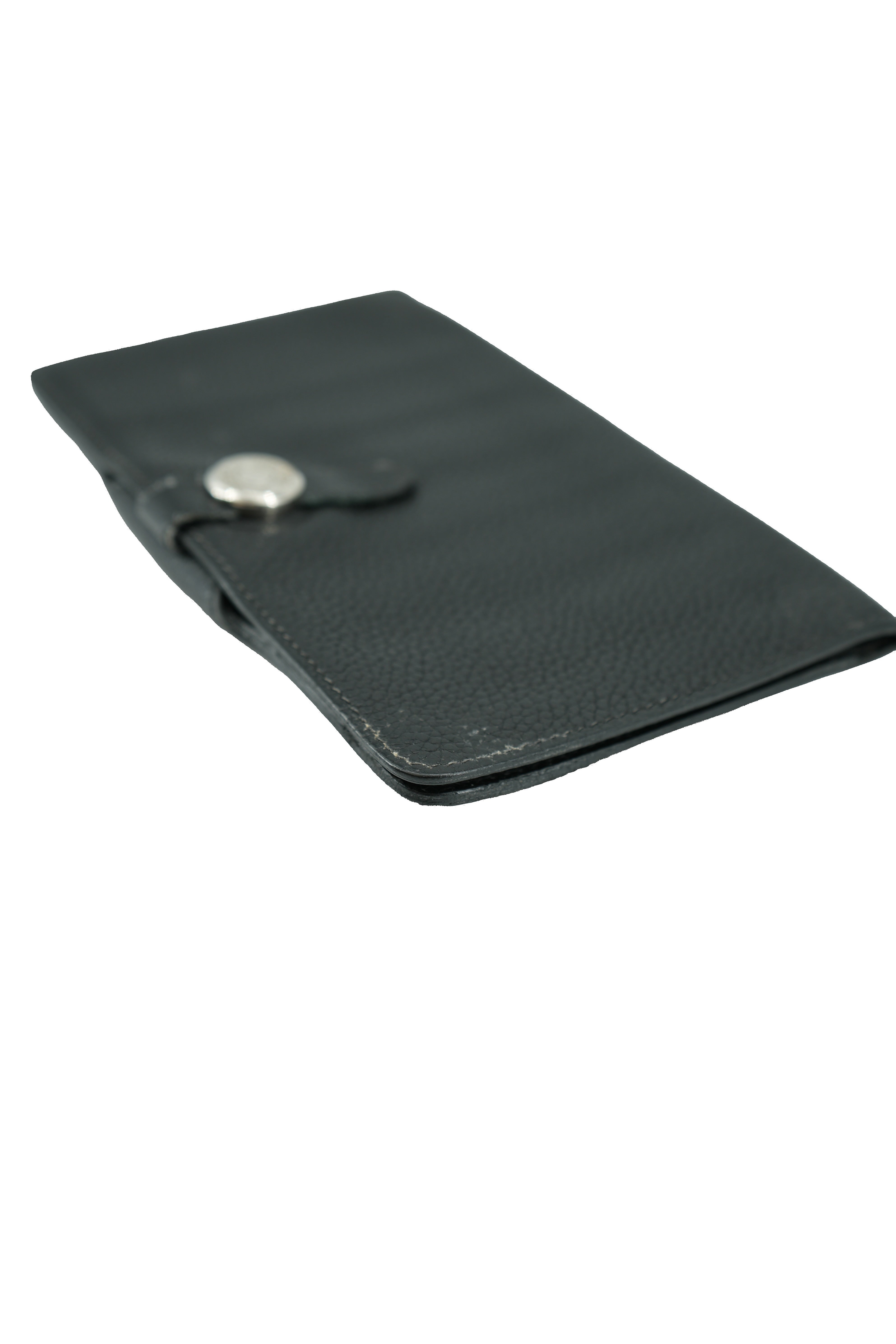 Hermès black leather Dogon wallet sqaure H