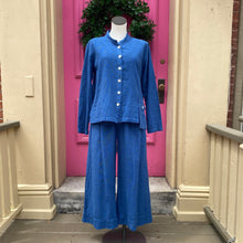 Cut Loose blue linen top and pant set size S