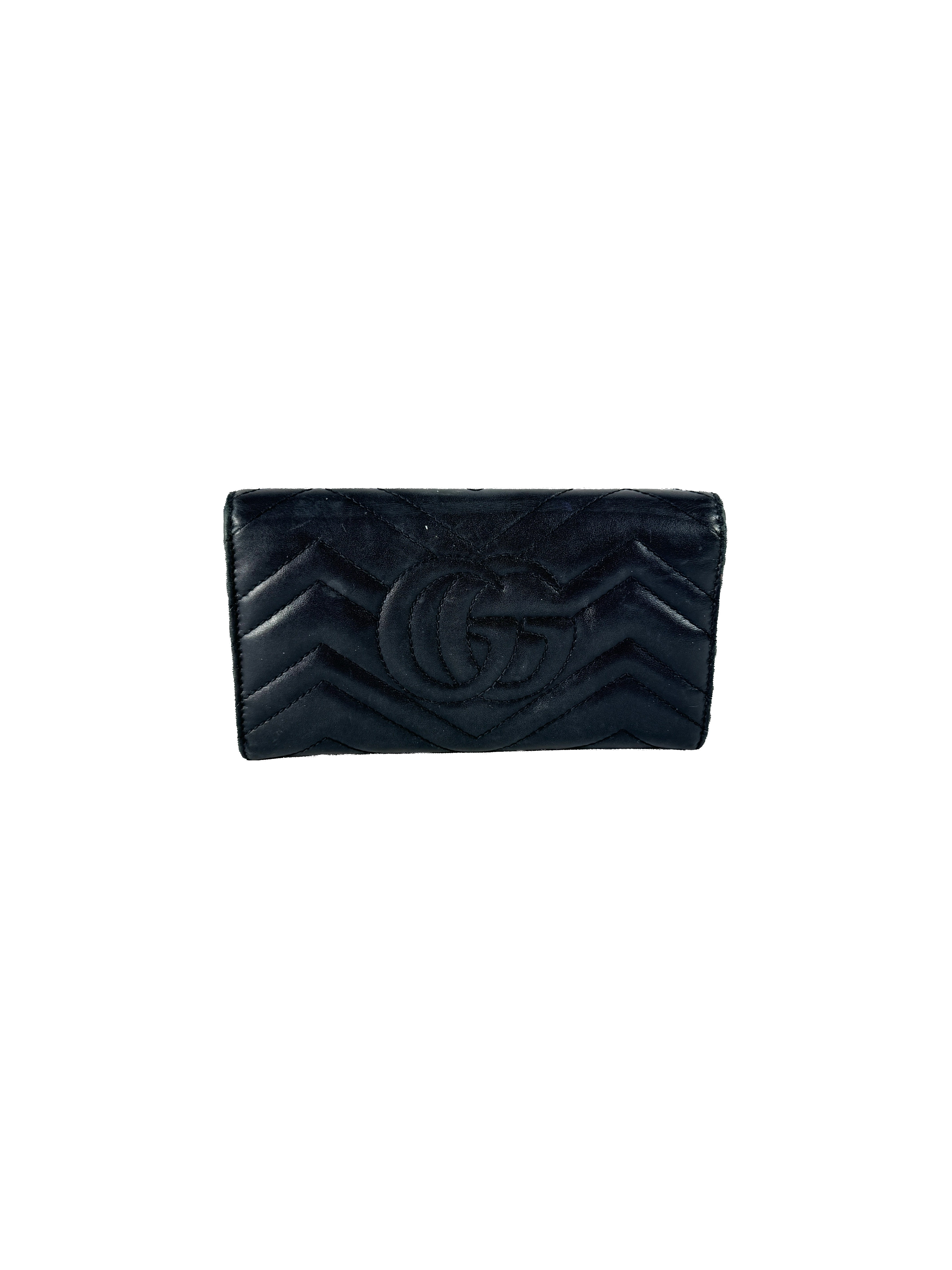 Gucci black leather Continental Marmont wallet 4434361147