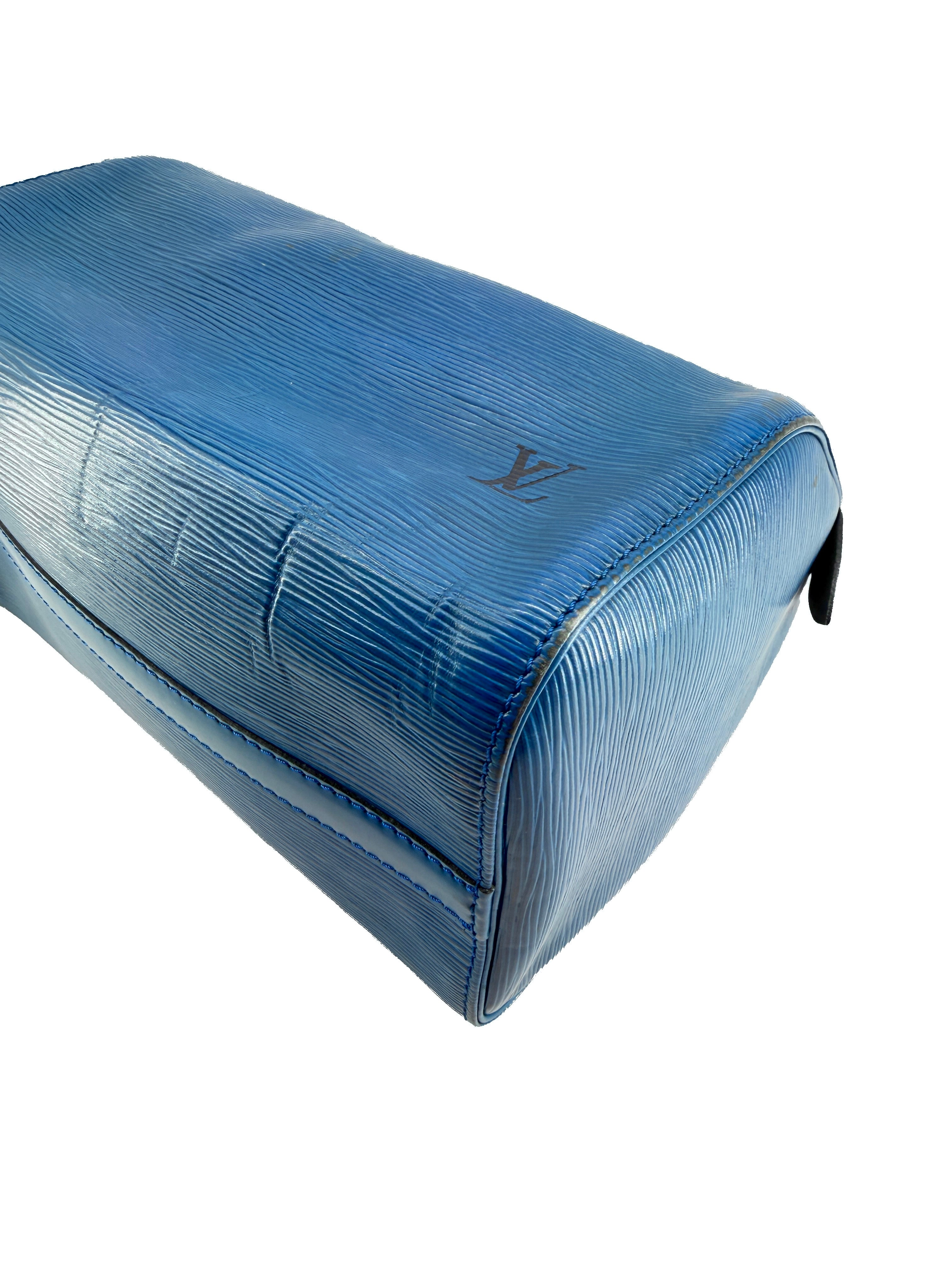 Louis Vuitton blue epi leather Speedy 25 VI0992