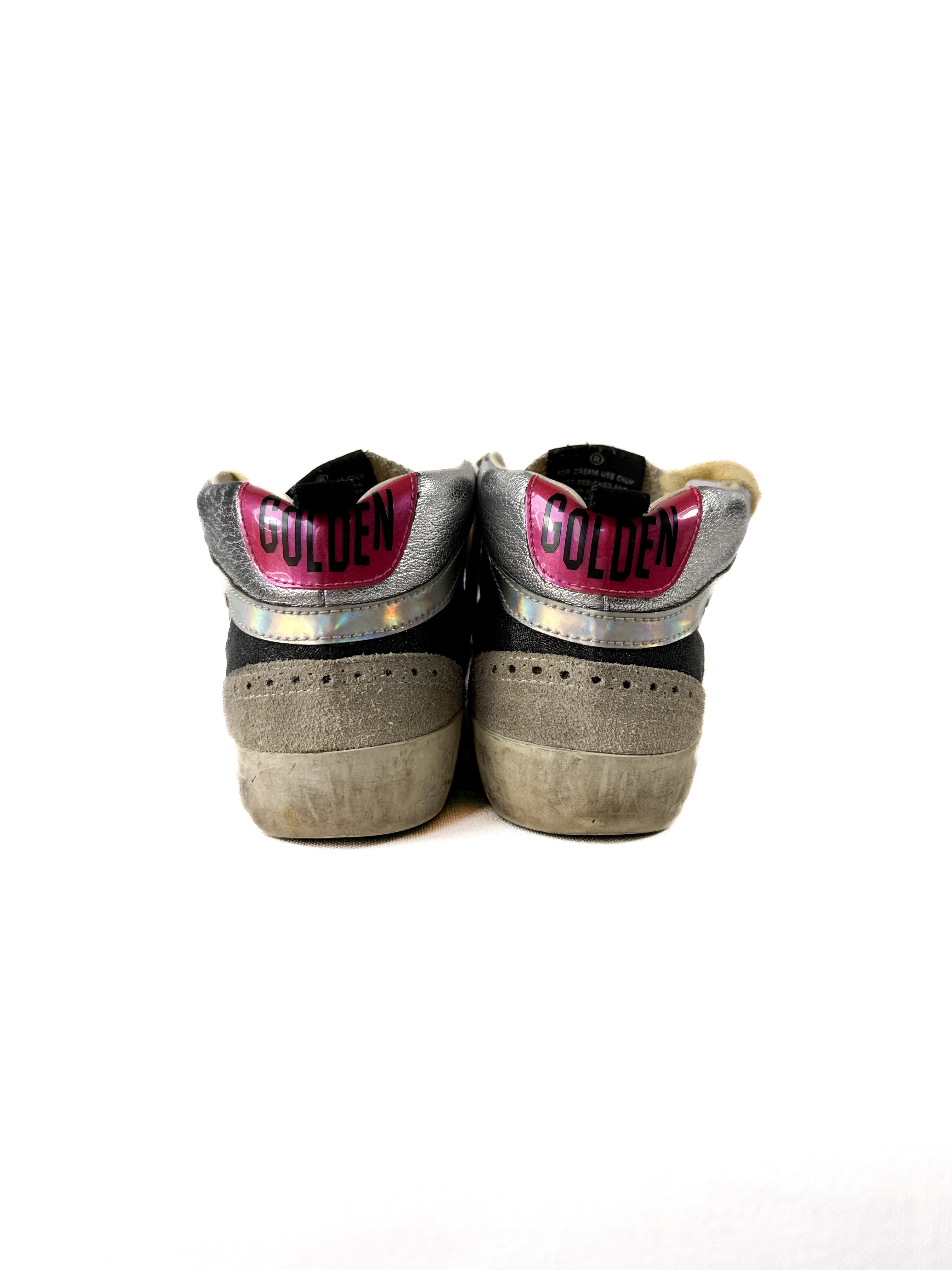 Golden Goose mid star black distressed quarter sneakers size 37 BOX