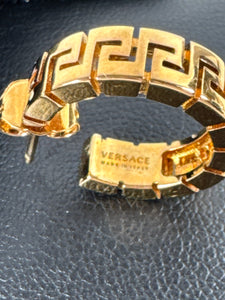 Versace gold tone small Greca small motif earrings  retail $320