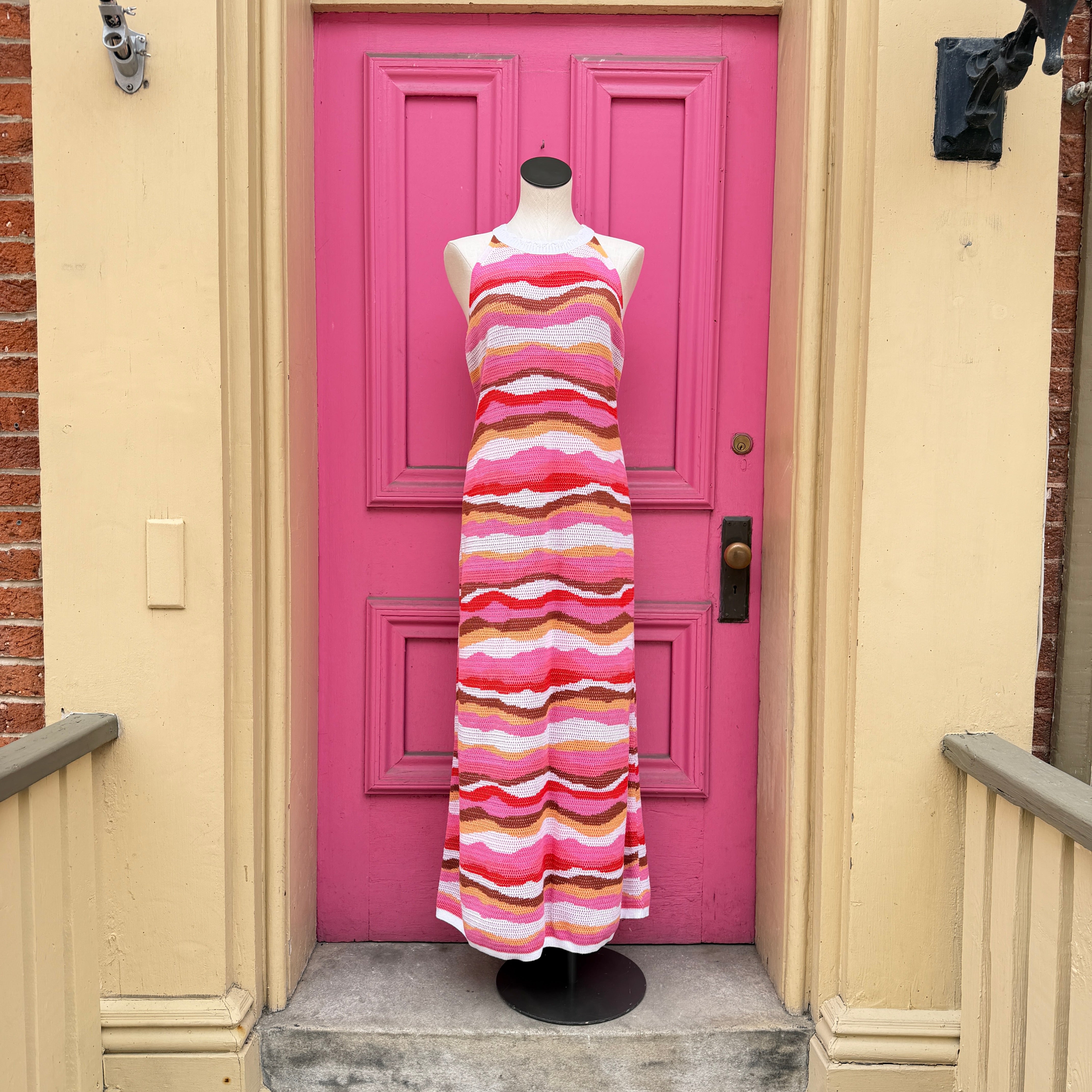 Ann Taylor LOFT pink print knit tank dress size XL