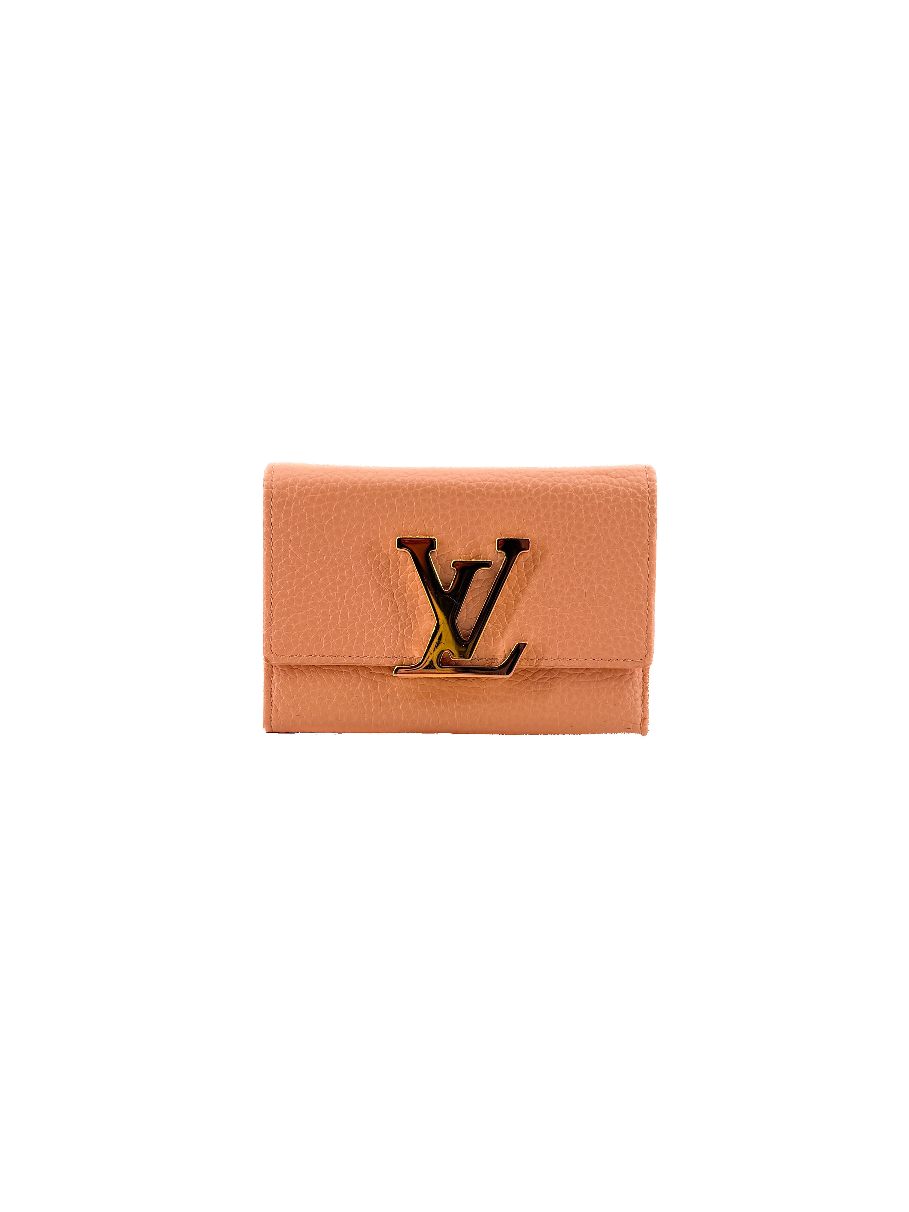 Louis Vuitton peach leather Capucines XS wallet NFC