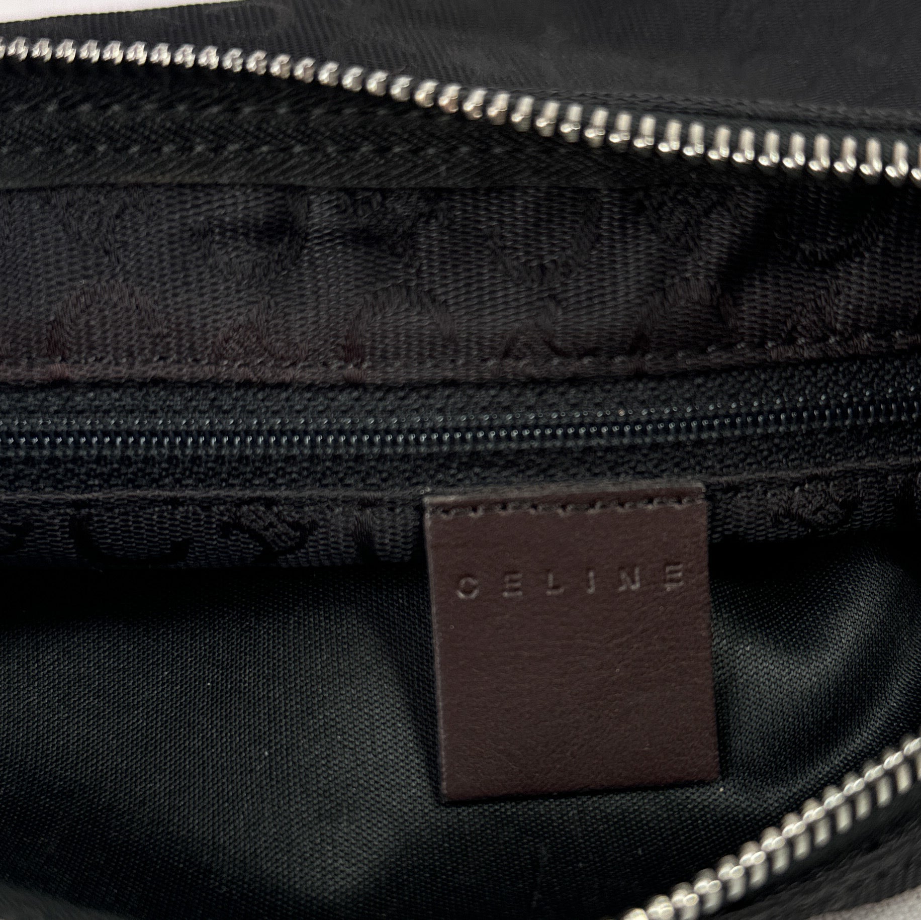 Celine black & brown vintage nylon leather Macadam Blason crossbody MC00/1