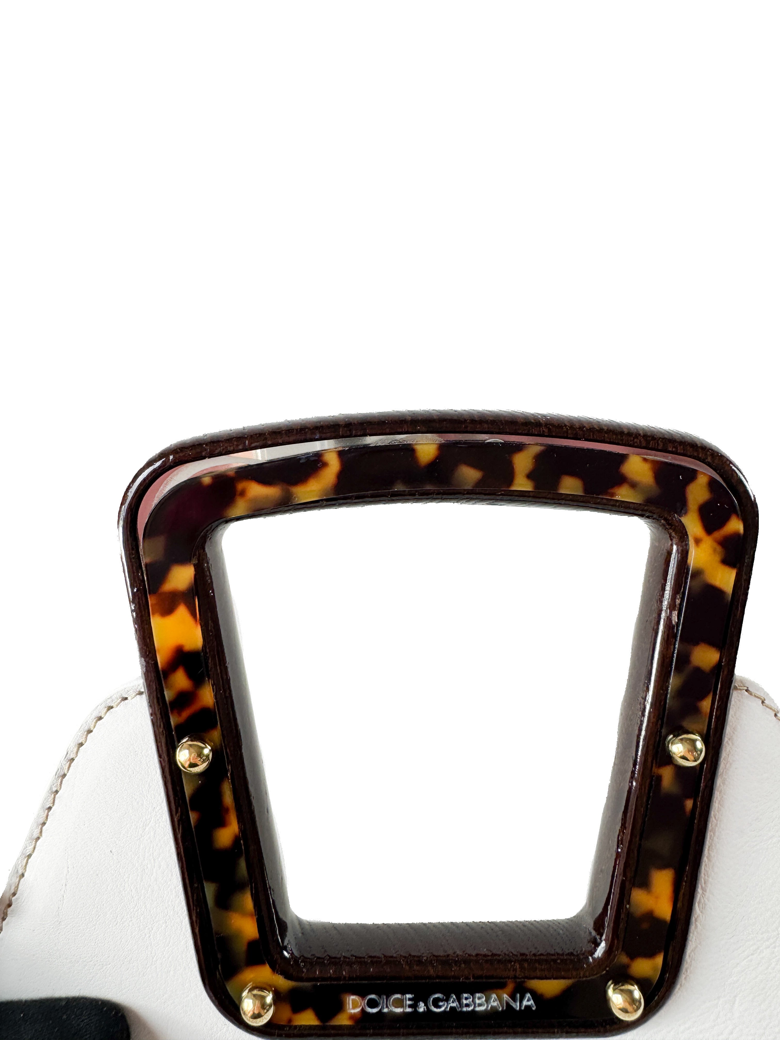 Dolce & Gabbana white cage leather top handle bag *as is*