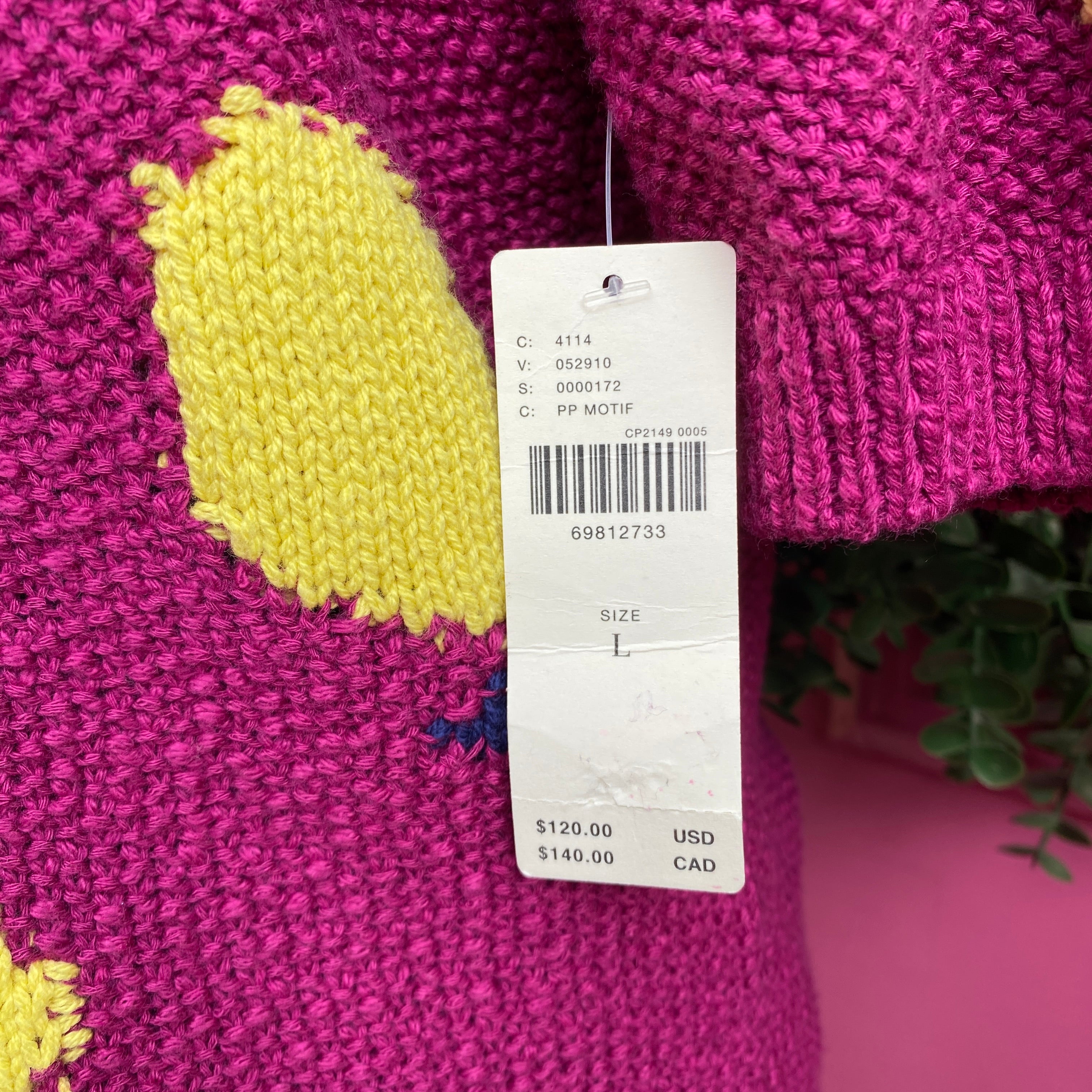 Maeve purple pear short sleeve sweater size L NWT