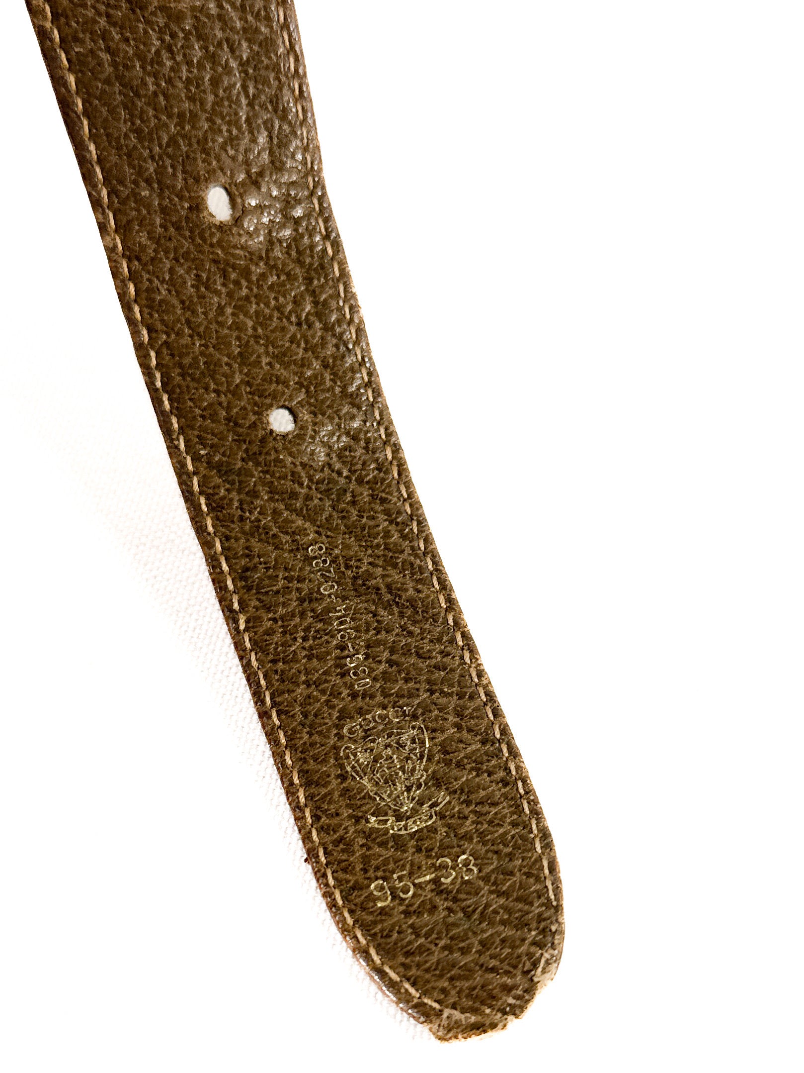 Gucci brown leather red/green striped belt size 95-38 *as is*