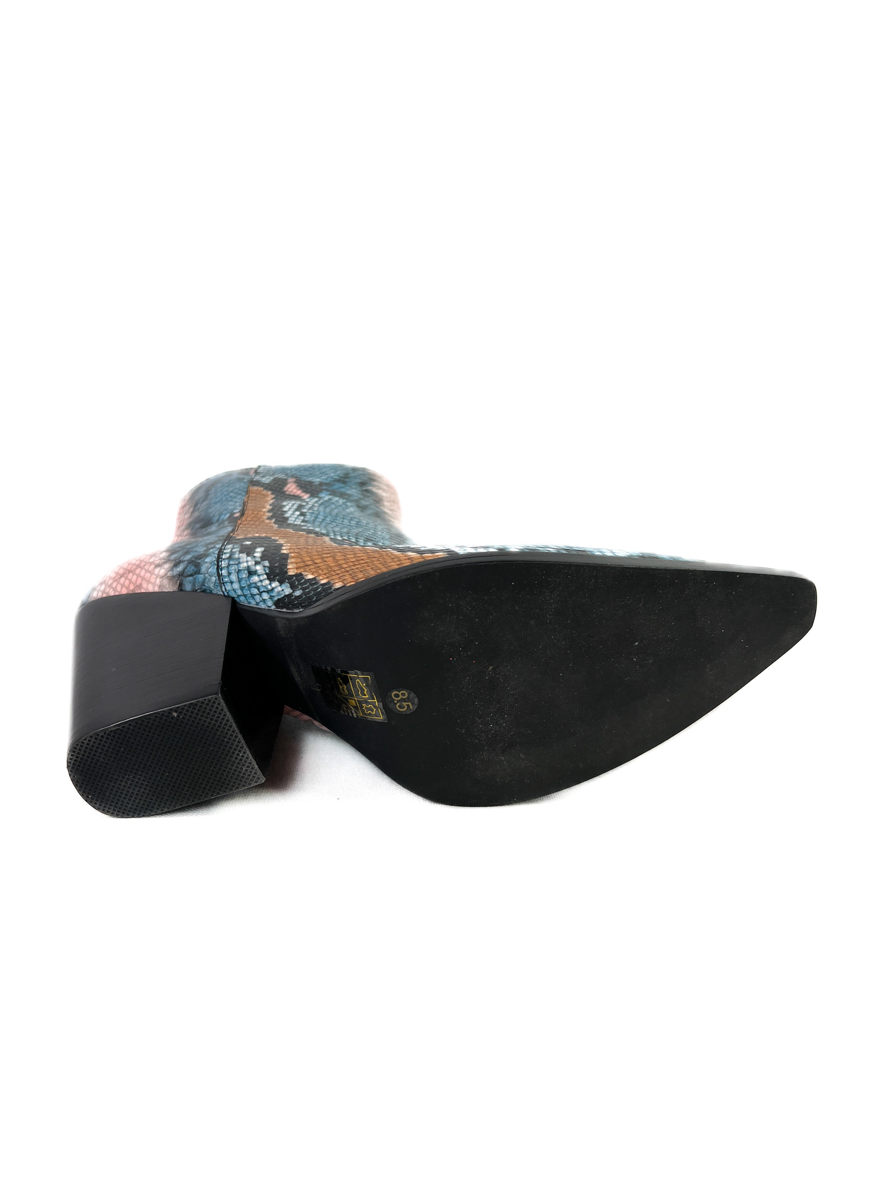 Jeffrey Campbell pink blue snake print heeled boots size 8.5 NEW