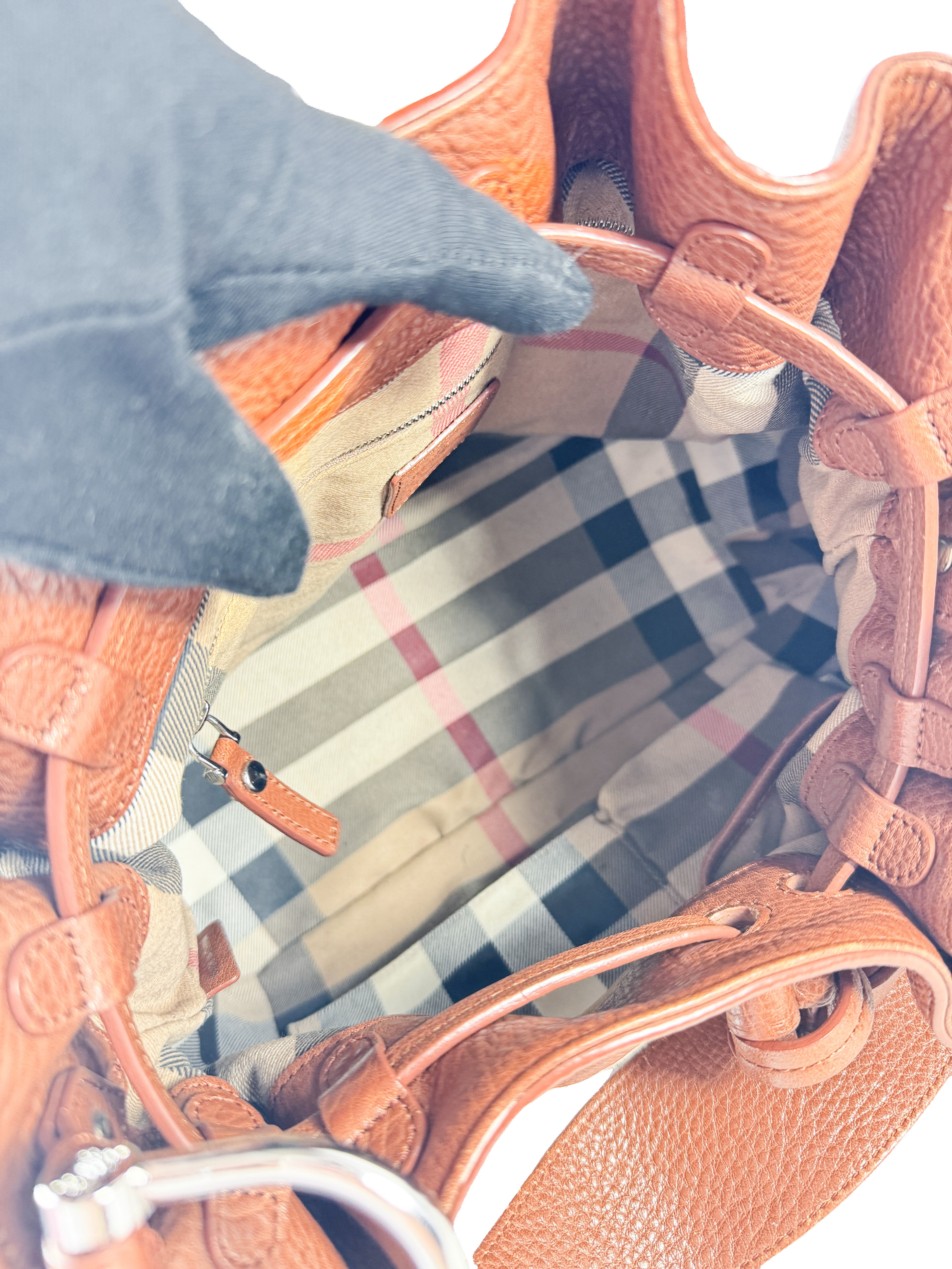 Burberry cream/brown logo canvas bucket bag